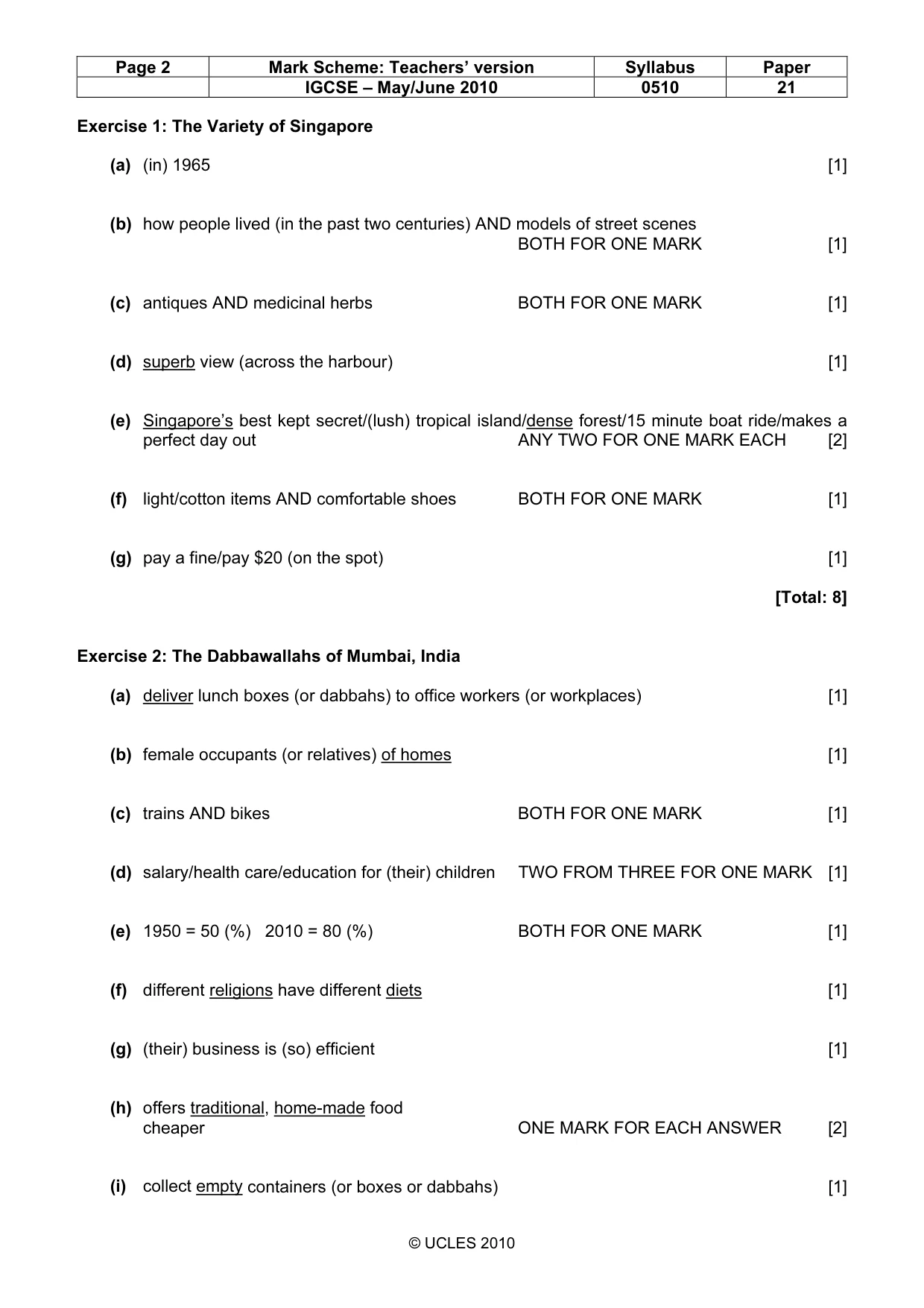 Mark scheme, page 2 of 9