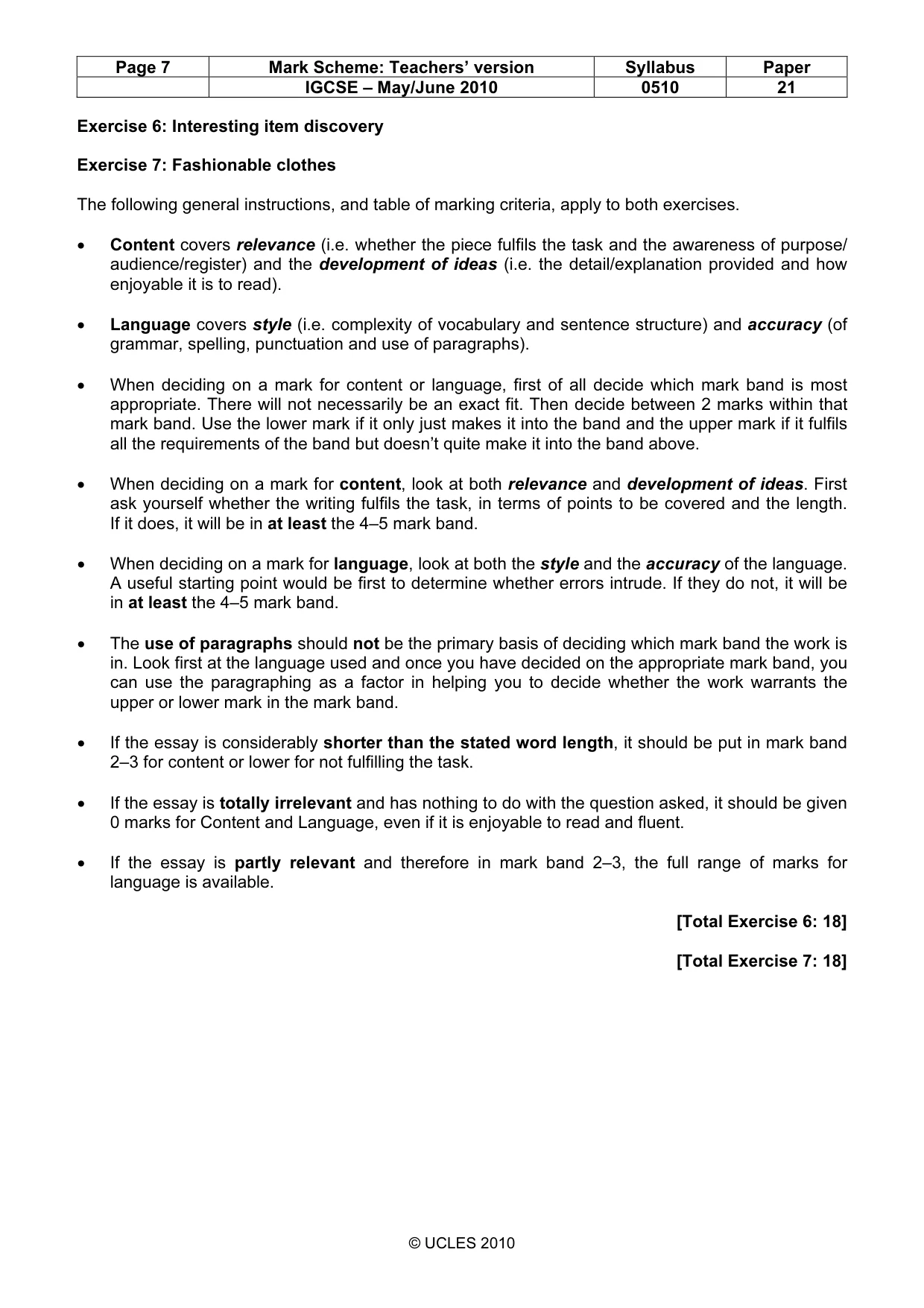 Mark scheme, page 7 of 9