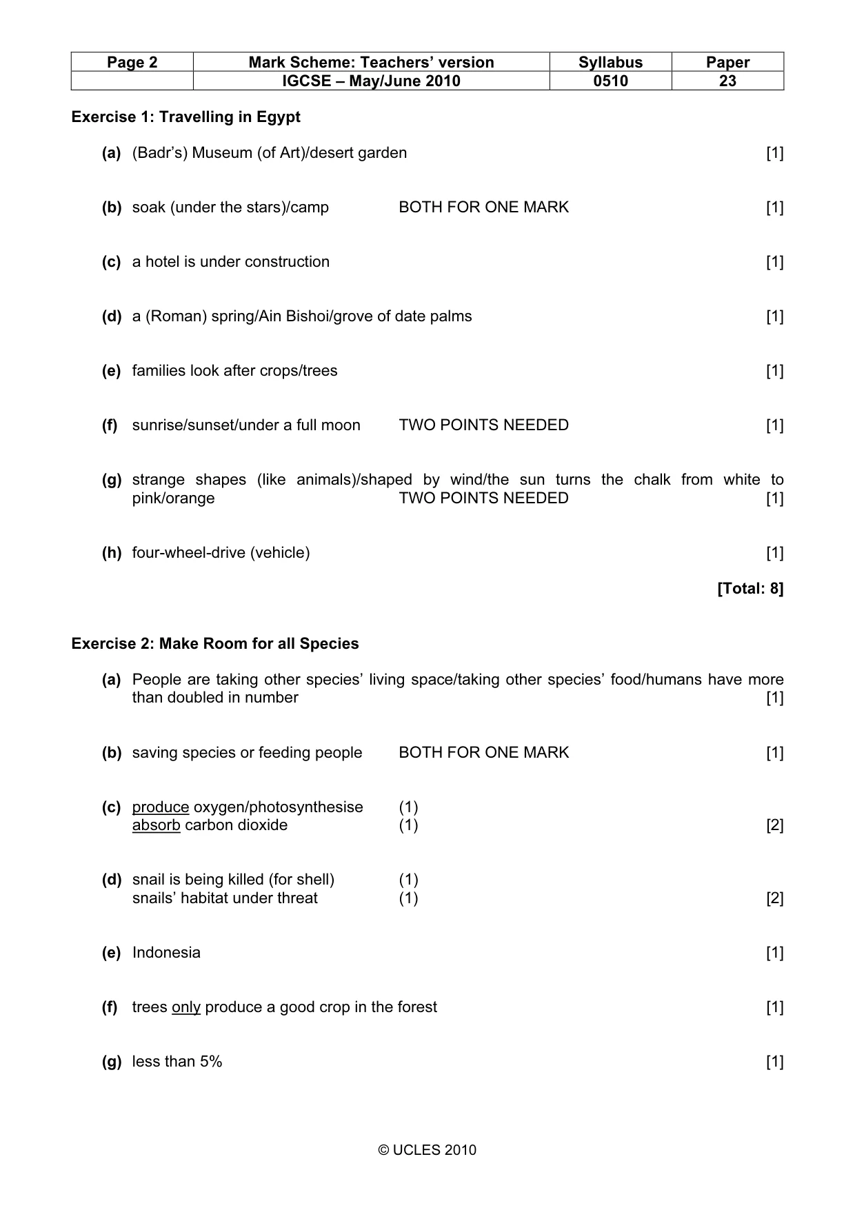 Mark scheme, page 2 of 9