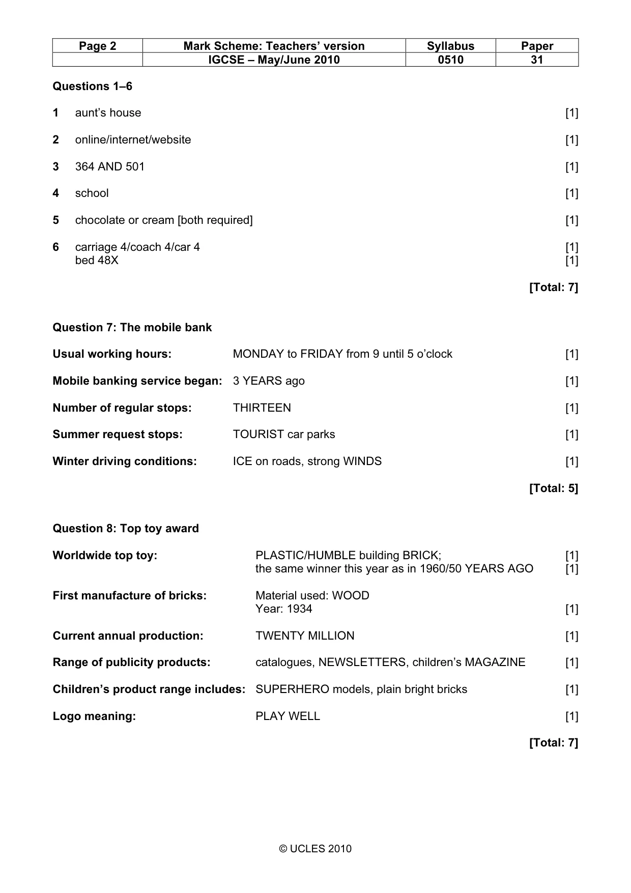 Mark scheme, page 2 of 12