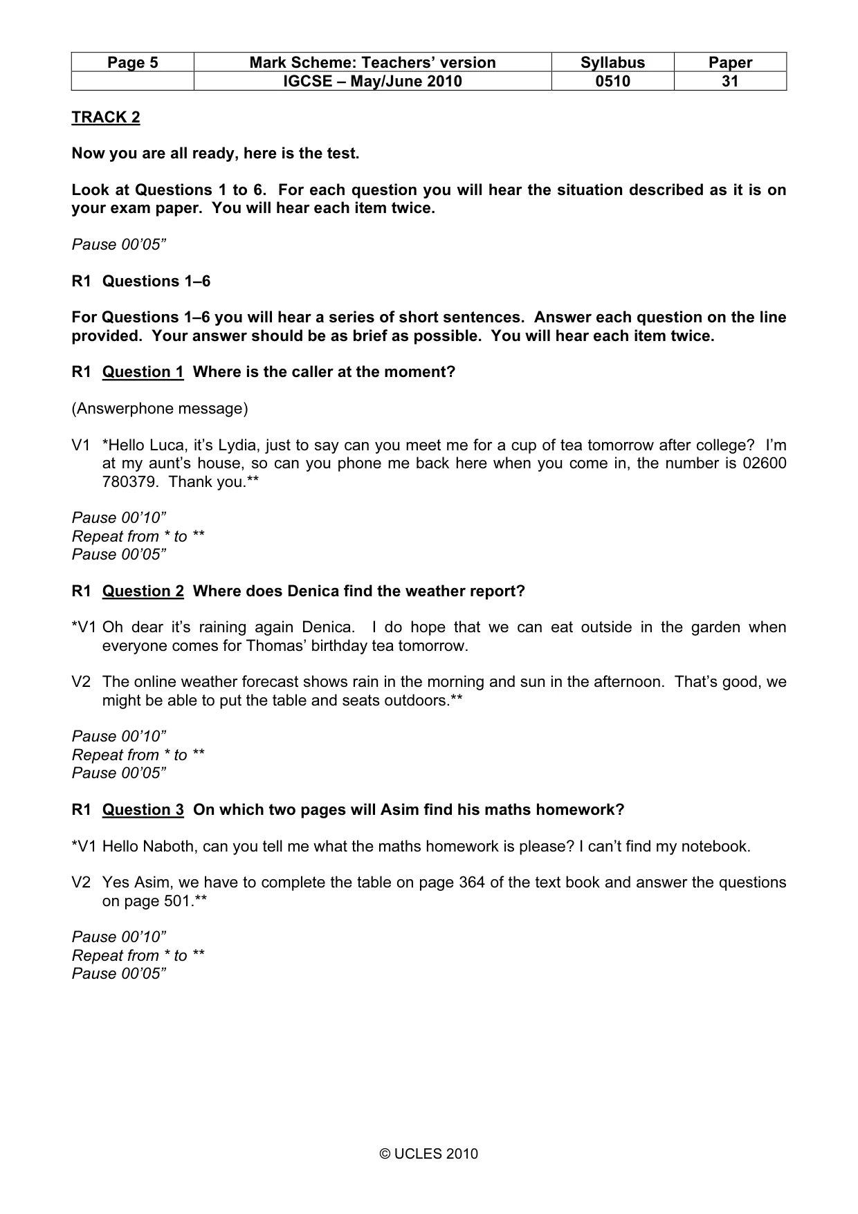 Mark scheme, page 5 of 12