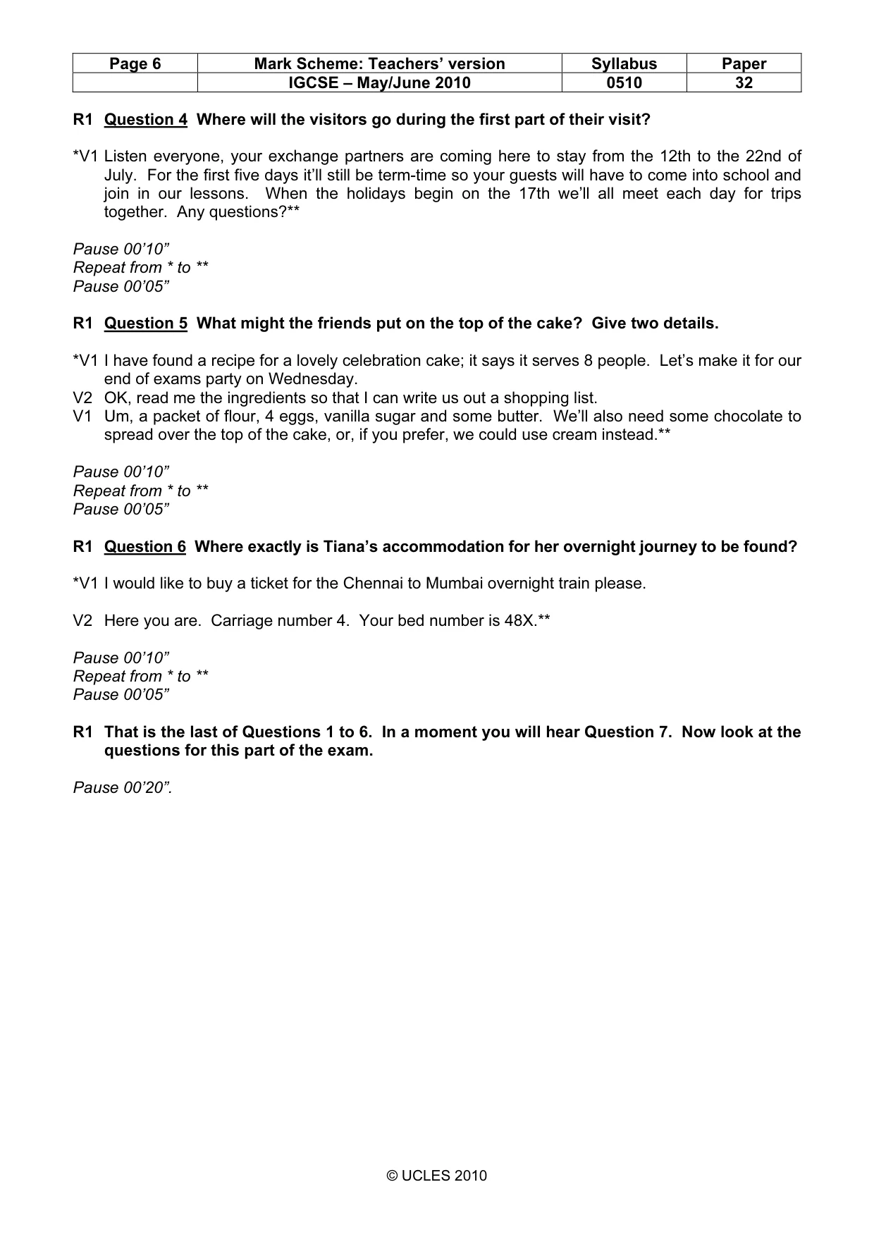 Mark scheme, page 6 of 12
