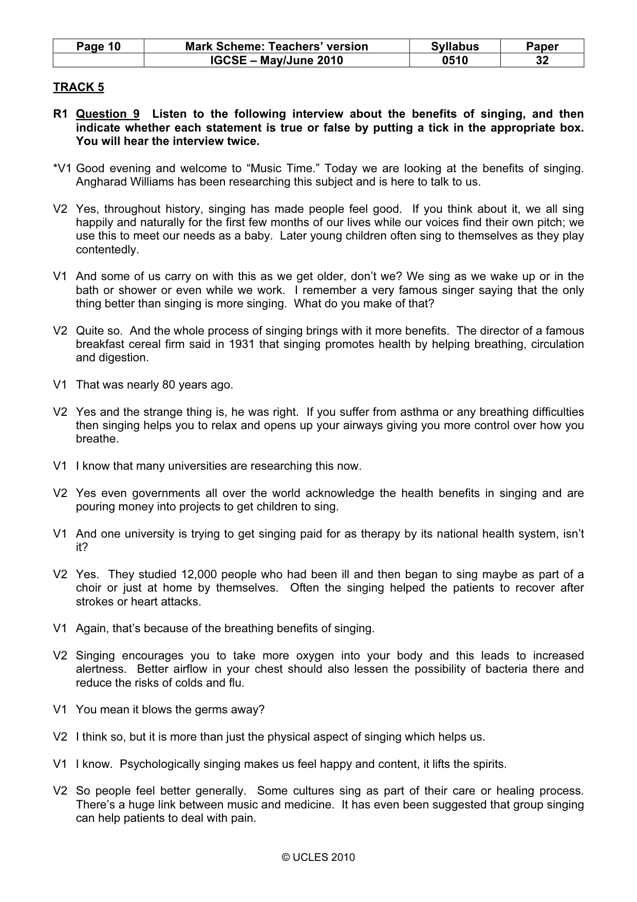 Mark scheme, page 10 of 12