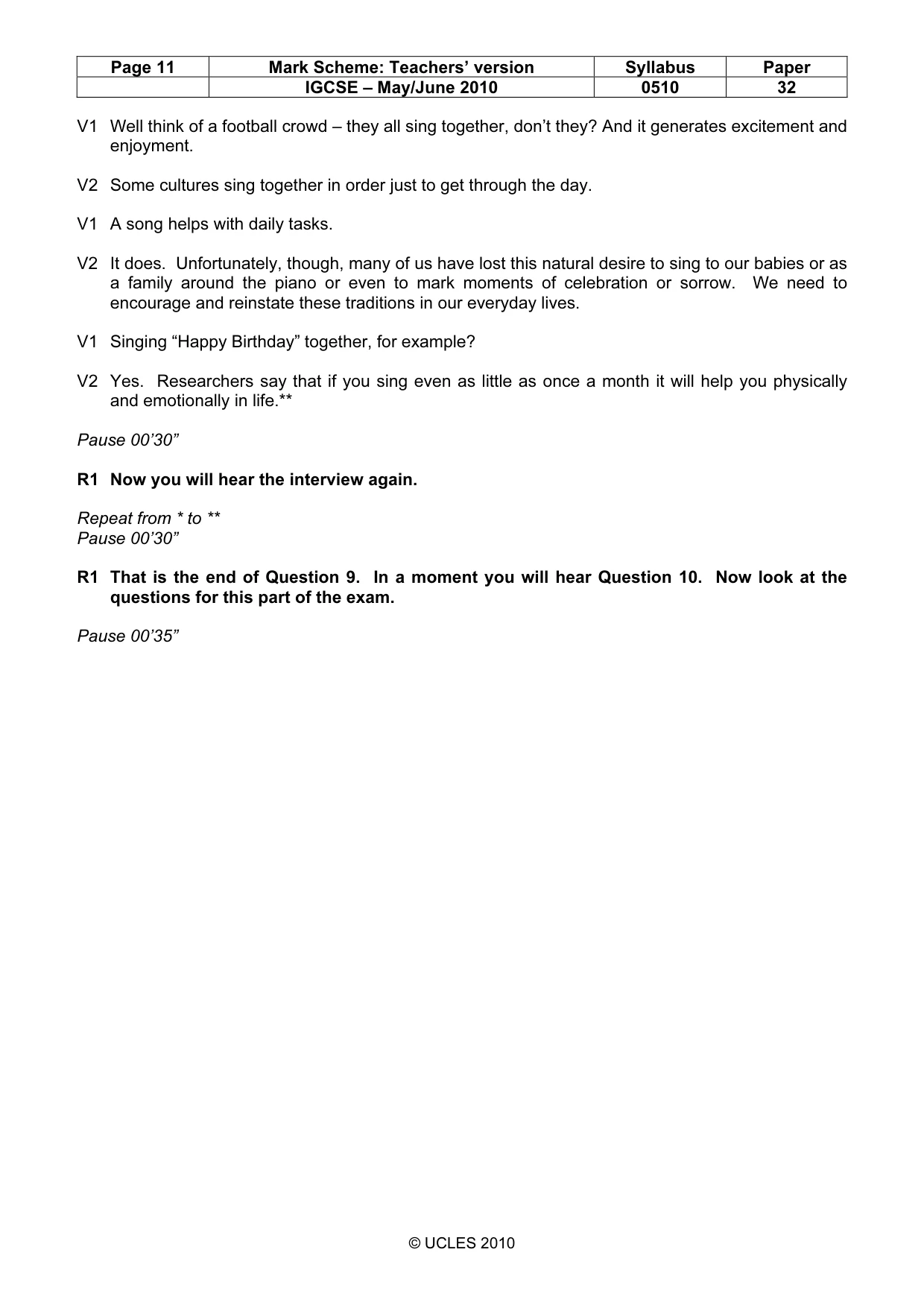 Mark scheme, page 11 of 12