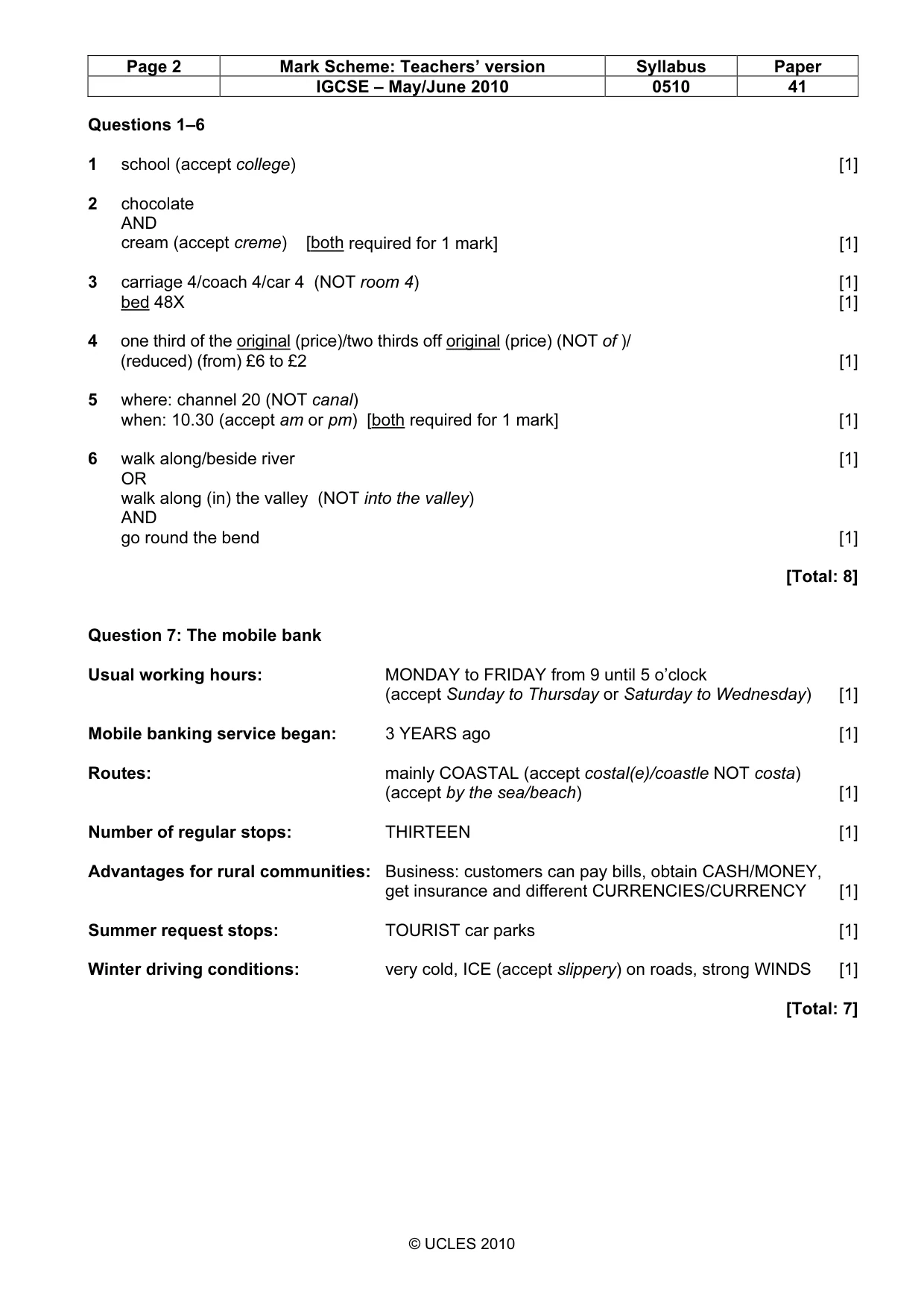 Mark scheme, page 2 of 13