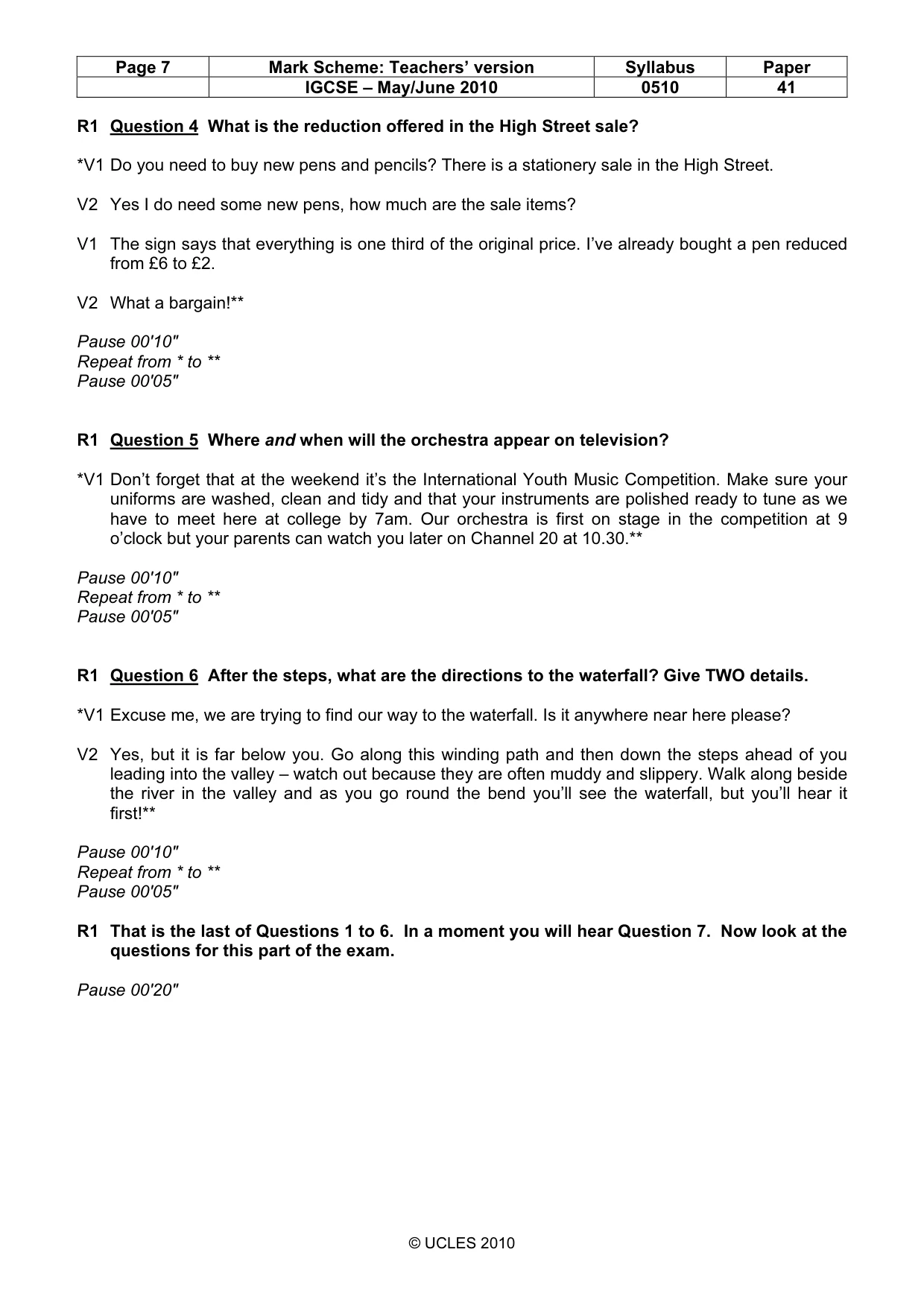 Mark scheme, page 7 of 13