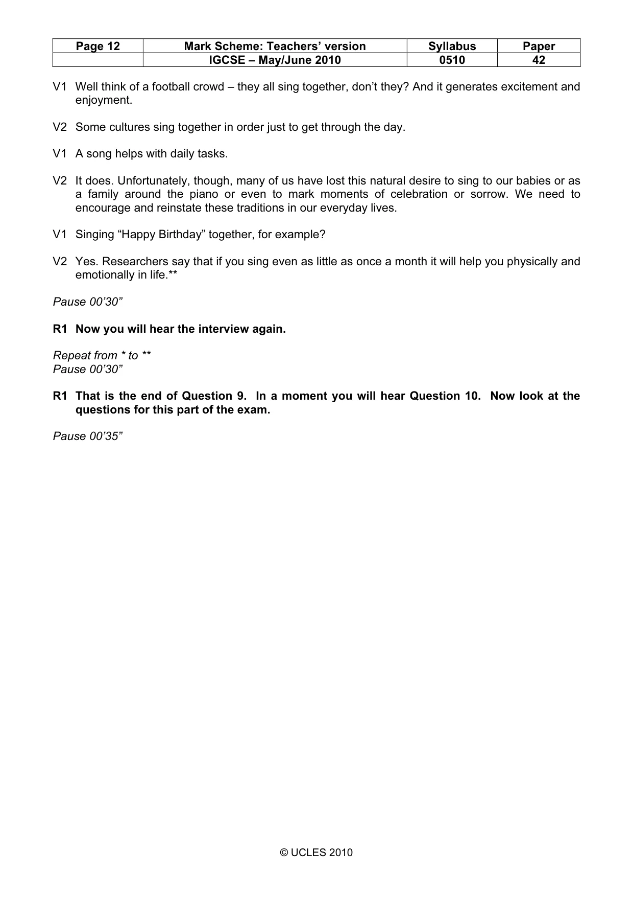 Mark scheme, page 12 of 13