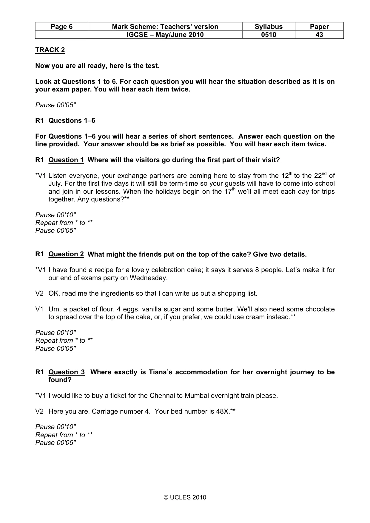 Mark scheme, page 6 of 13