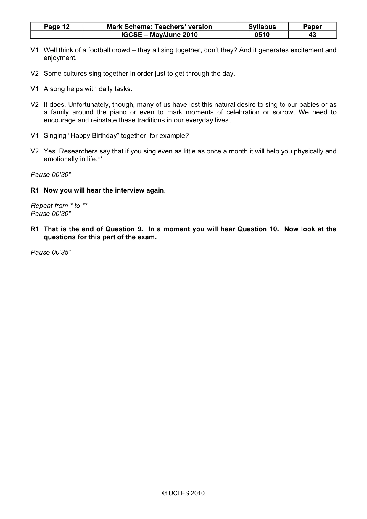 Mark scheme, page 12 of 13