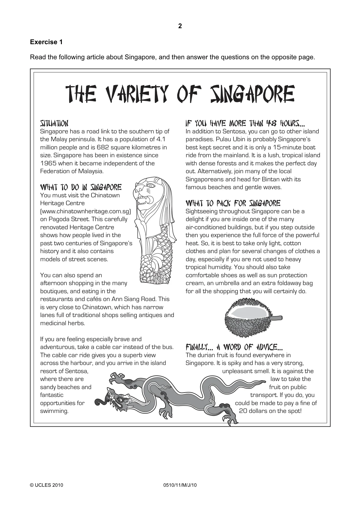 Cambridge IGCSE English - Second Language (oral endorsement) 0510 2010 May/June Paper 1 · Variant 1 question paper, page 2 of 16