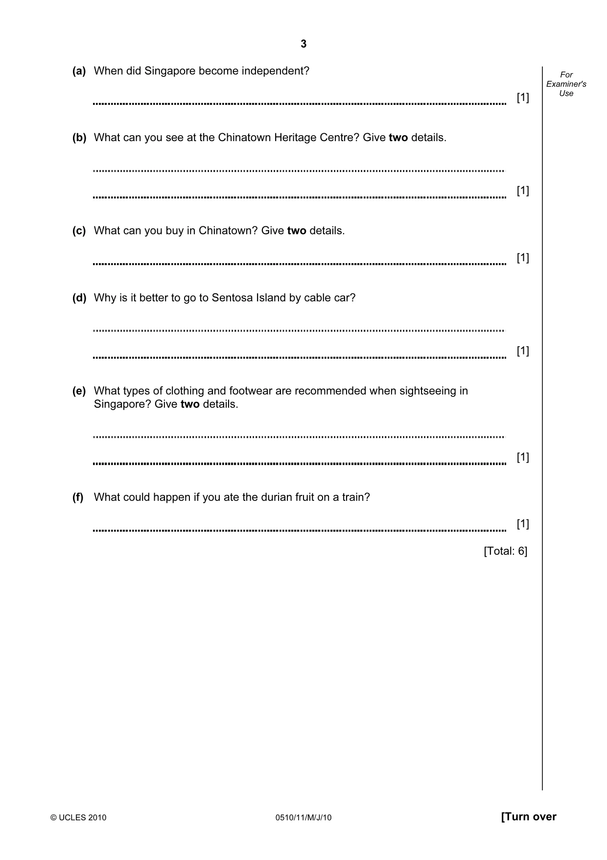 Cambridge IGCSE English - Second Language (oral endorsement) 0510 2010 May/June Paper 1 · Variant 1 question paper, page 3 of 16
