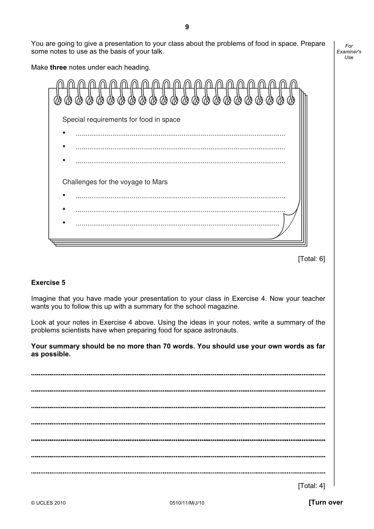 Cambridge IGCSE English - Second Language (oral endorsement) 0510 2010 May/June Paper 1 · Variant 1 question paper, page 9 of 16