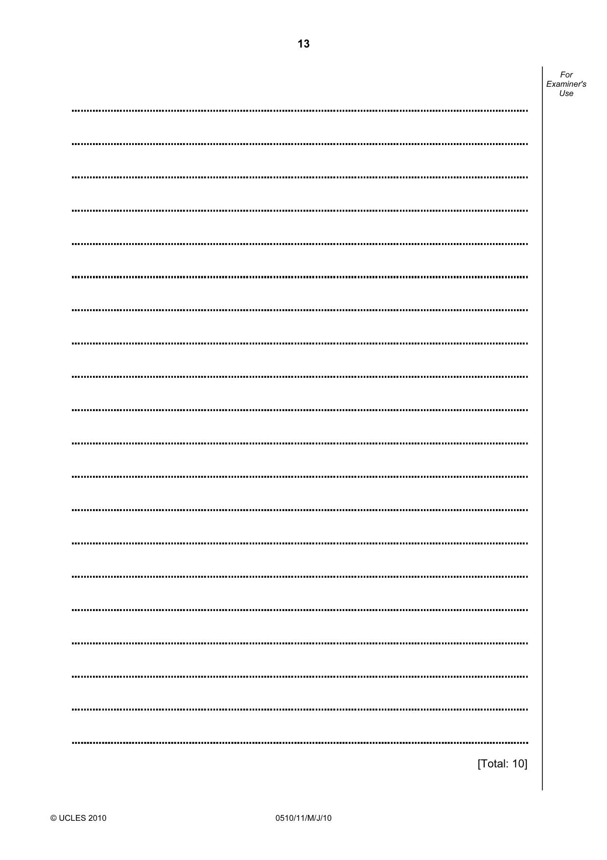 Cambridge IGCSE English - Second Language (oral endorsement) 0510 2010 May/June Paper 1 · Variant 1 question paper, page 13 of 16