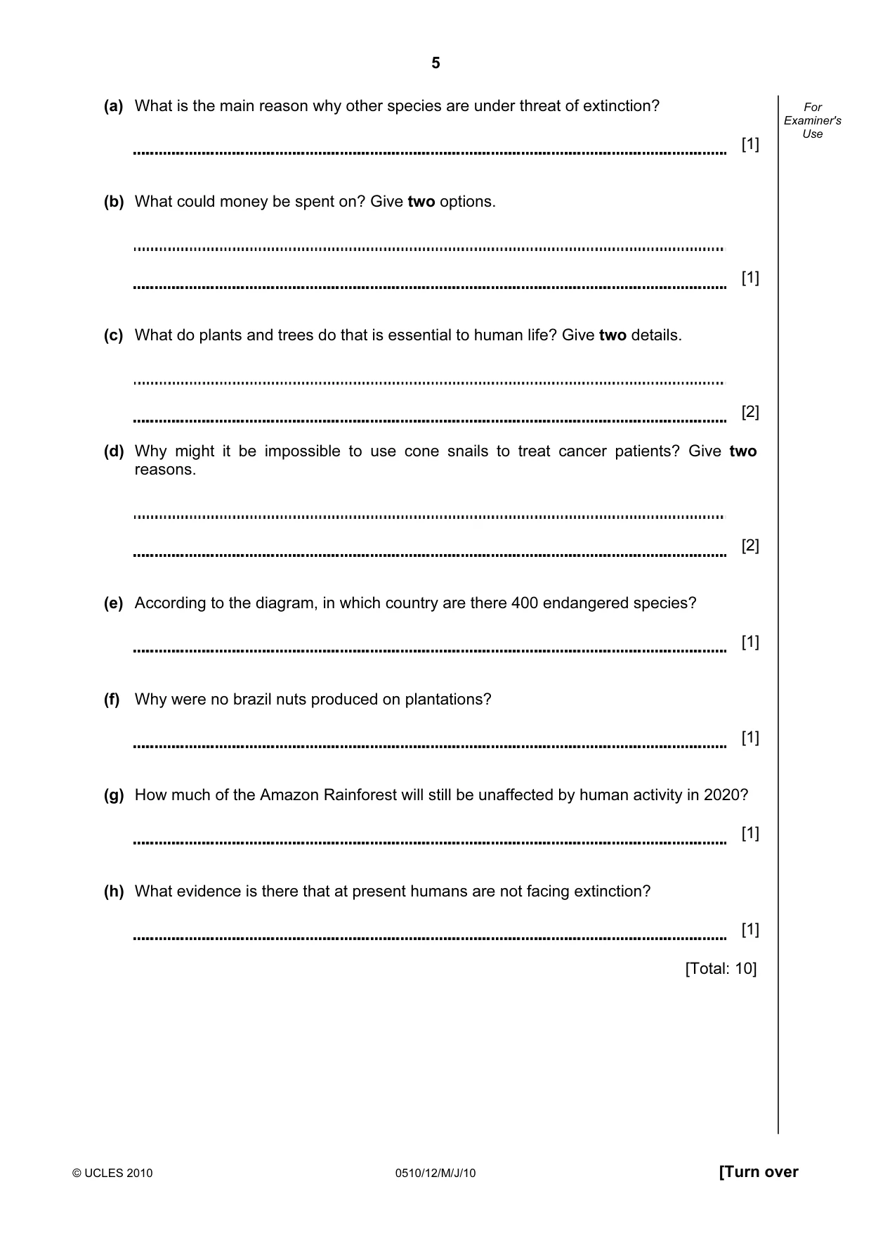 Cambridge IGCSE English - Second Language (oral endorsement) 0510 2010 May/June Paper 1 · Variant 2 question paper, page 5 of 16