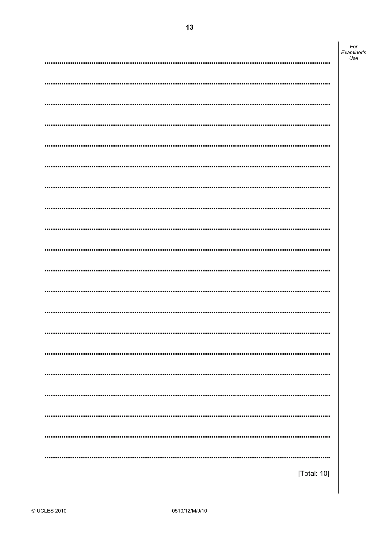 Cambridge IGCSE English - Second Language (oral endorsement) 0510 2010 May/June Paper 1 · Variant 2 question paper, page 13 of 16