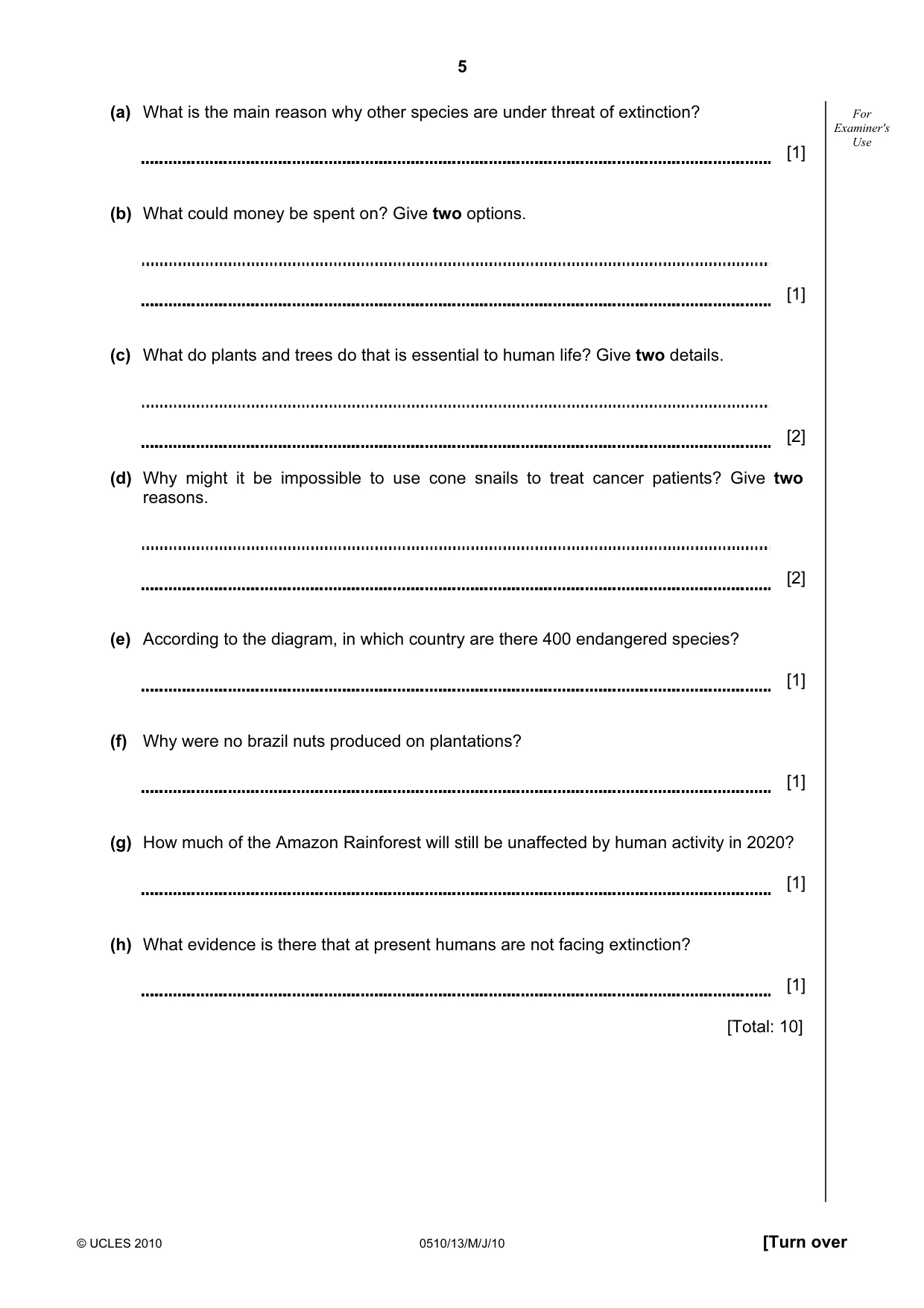 Cambridge IGCSE English - Second Language (oral endorsement) 0510 2010 May/June Paper 1 · Variant 3 question paper, page 5 of 16