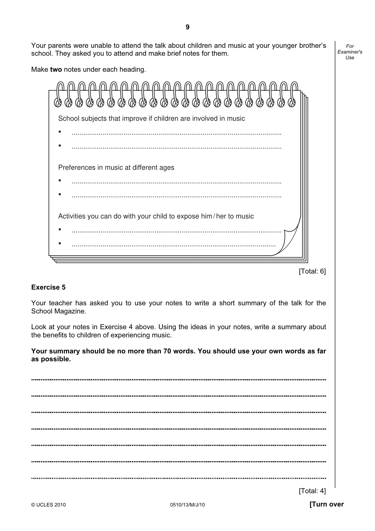 Cambridge IGCSE English - Second Language (oral endorsement) 0510 2010 May/June Paper 1 · Variant 3 question paper, page 9 of 16