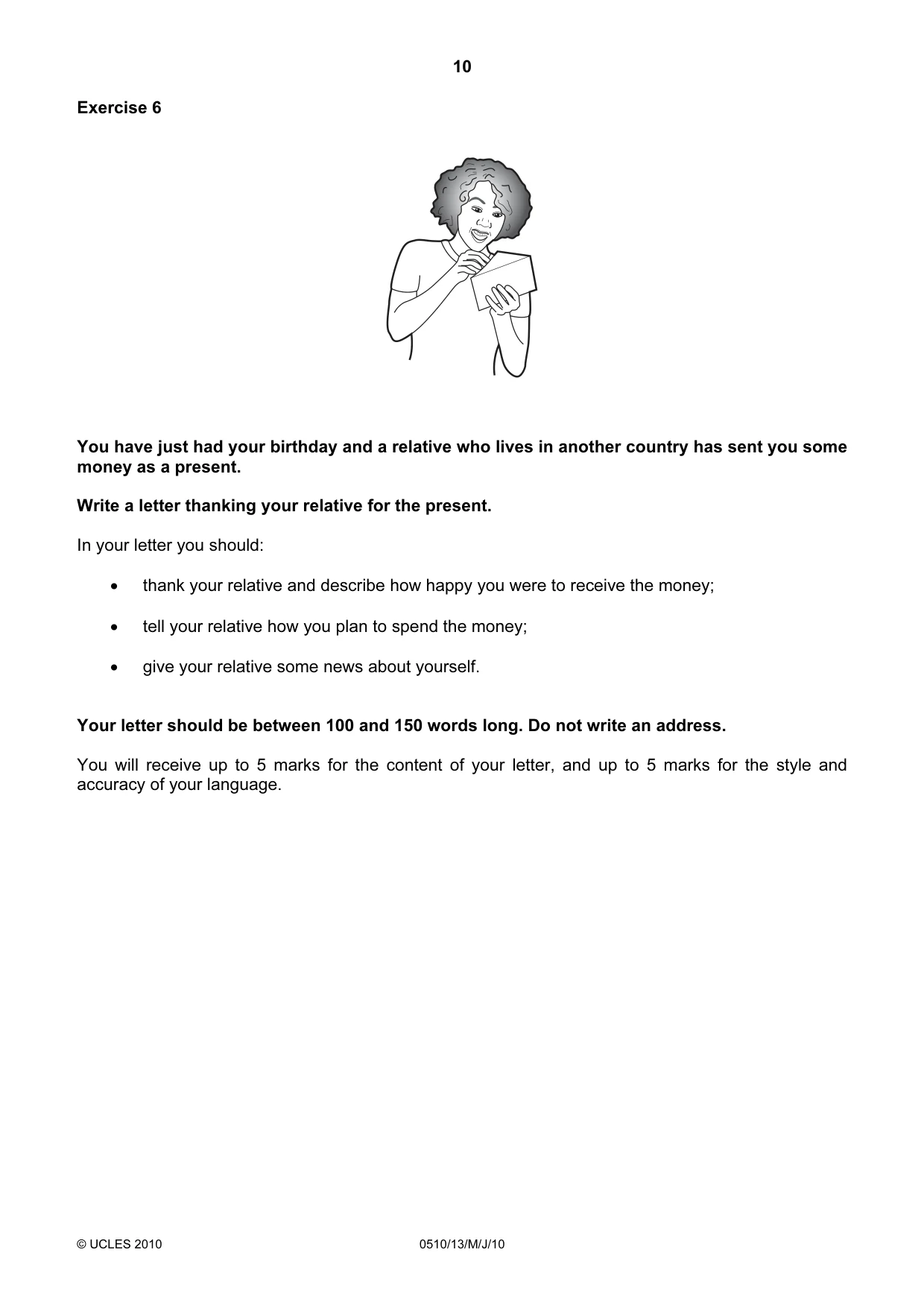 Cambridge IGCSE English - Second Language (oral endorsement) 0510 2010 May/June Paper 1 · Variant 3 question paper, page 10 of 16