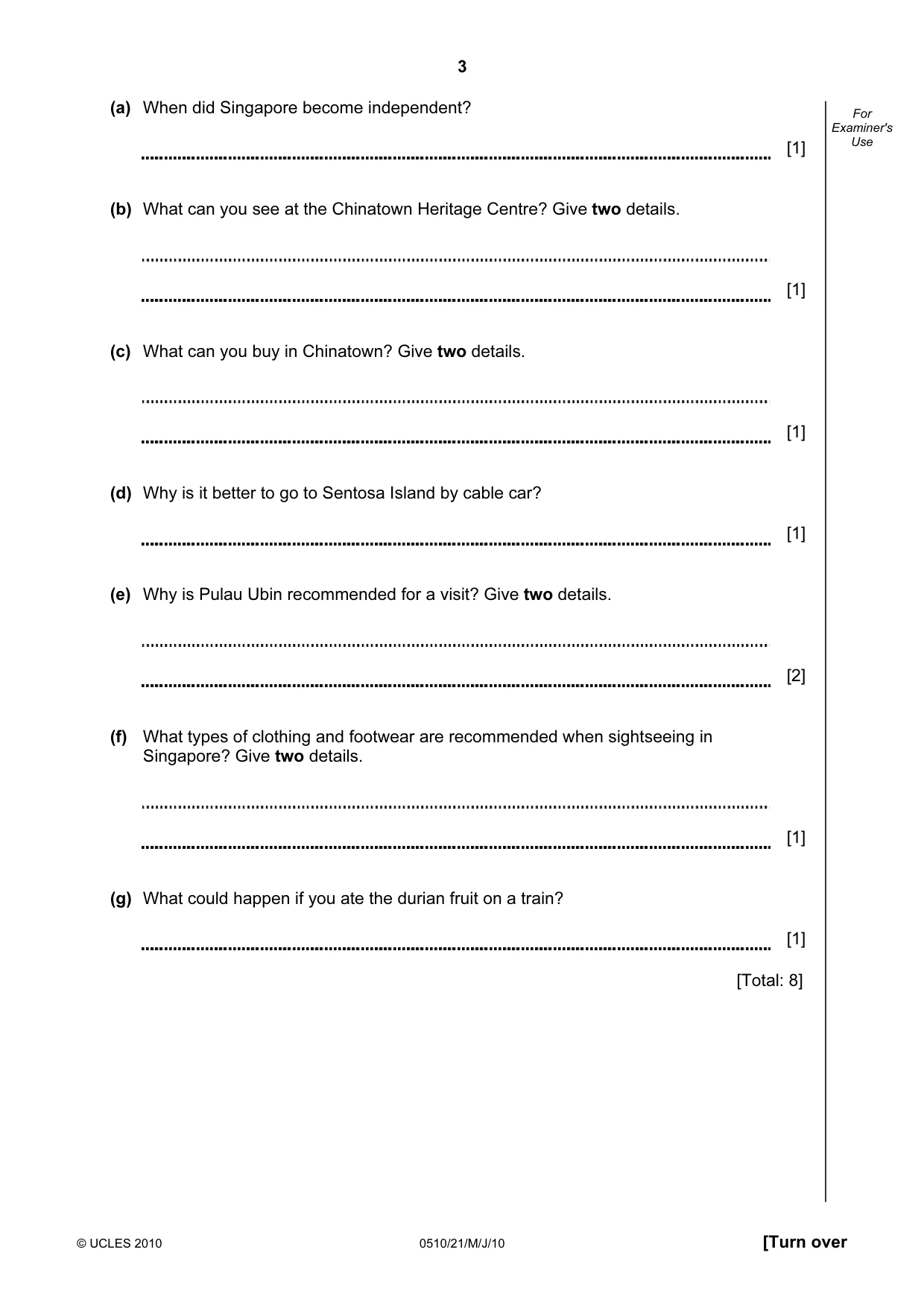 Cambridge IGCSE English - Second Language (oral endorsement) 0510 2010 May/June Paper 2 · Variant 1 question paper, page 3 of 16