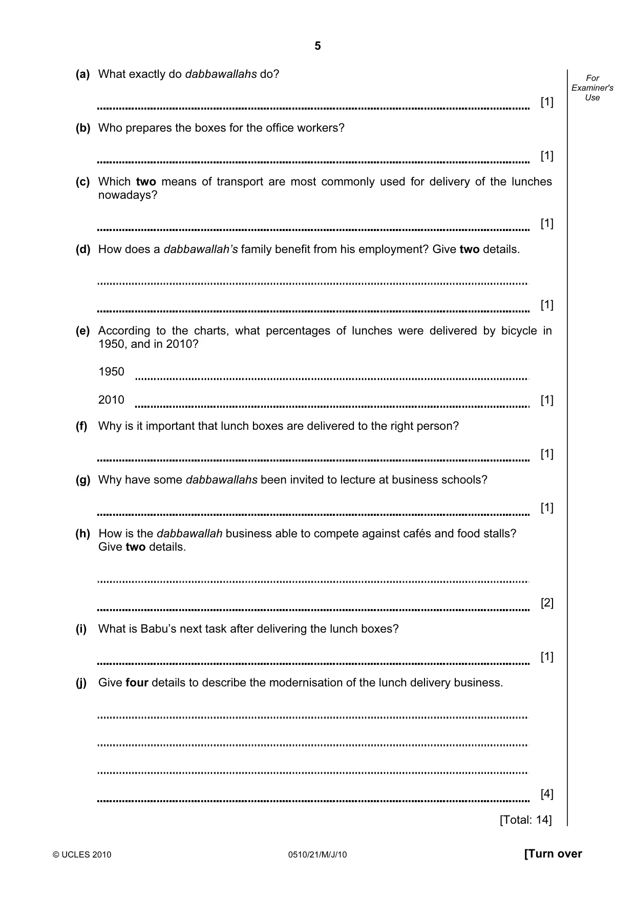 Cambridge IGCSE English - Second Language (oral endorsement) 0510 2010 May/June Paper 2 · Variant 1 question paper, page 5 of 16