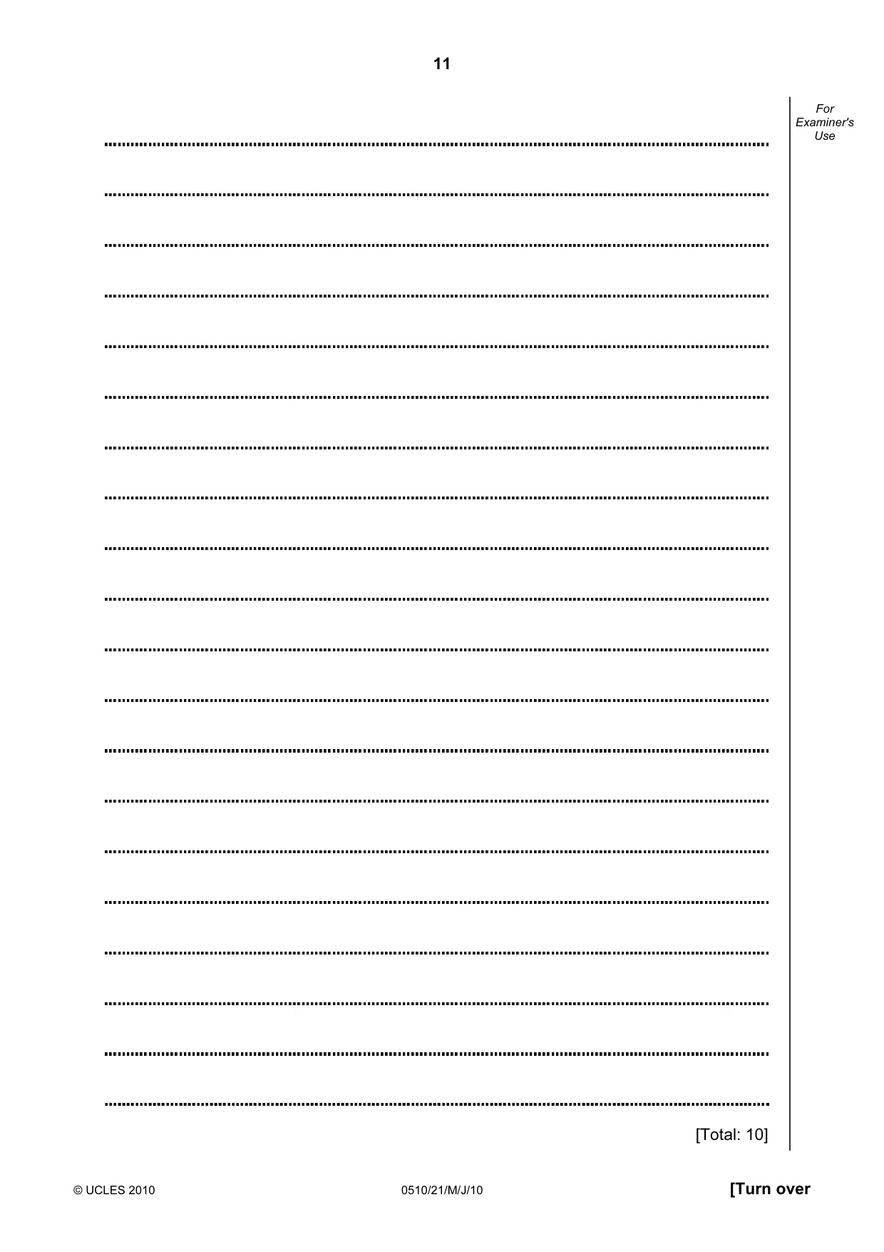 Cambridge IGCSE English - Second Language (oral endorsement) 0510 2010 May/June Paper 2 · Variant 1 question paper, page 11 of 16