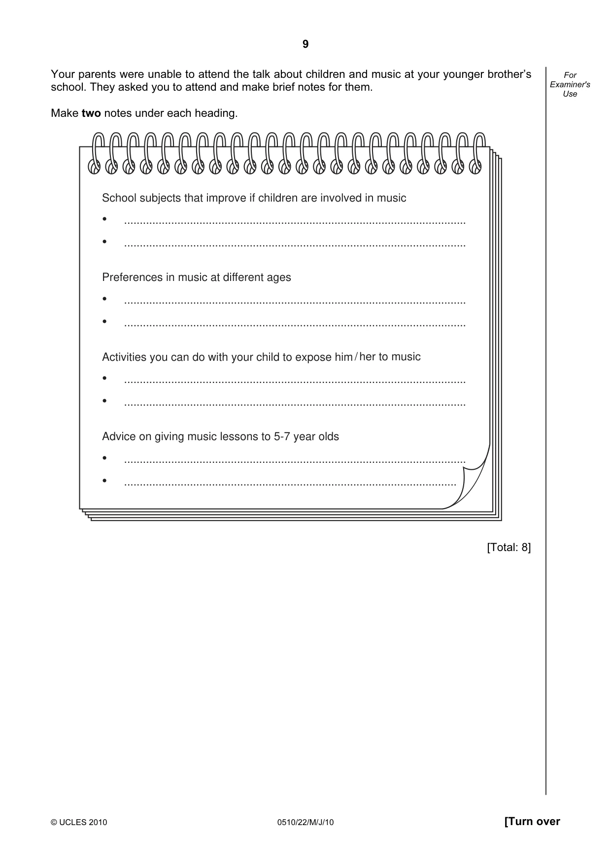 Cambridge IGCSE English - Second Language (oral endorsement) 0510 2010 May/June Paper 2 · Variant 2 question paper, page 9 of 16