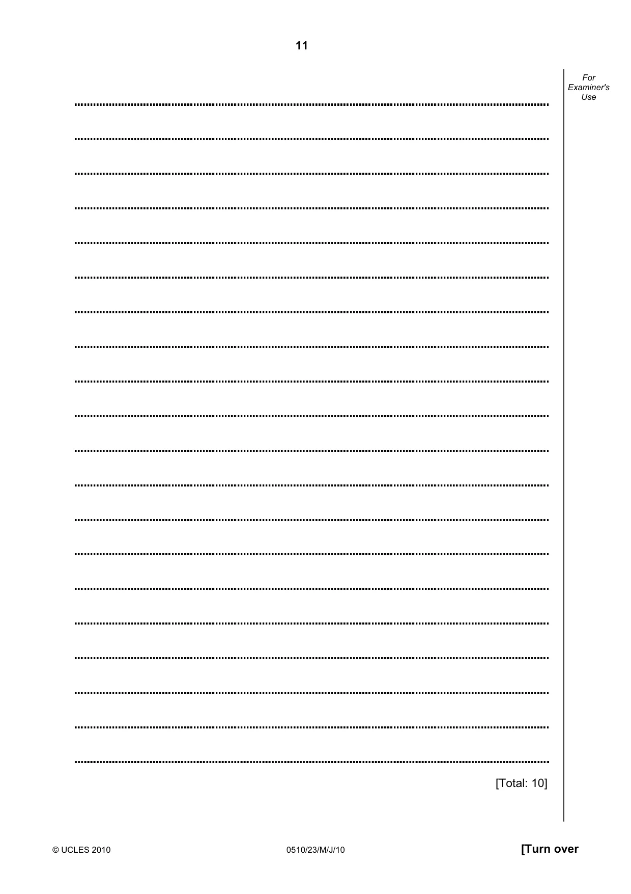 Cambridge IGCSE English - Second Language (oral endorsement) 0510 2010 May/June Paper 2 · Variant 3 question paper, page 11 of 16