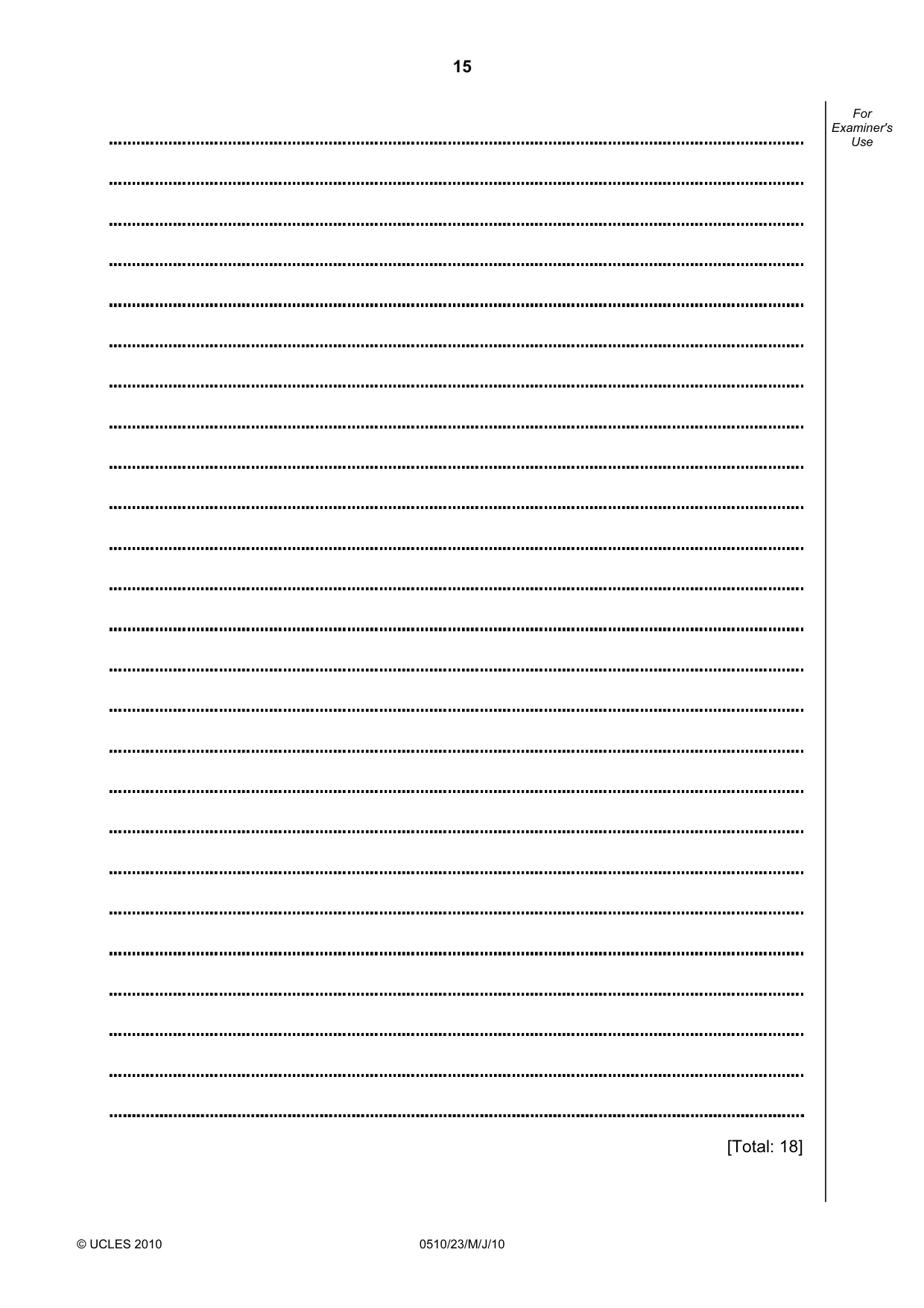Cambridge IGCSE English - Second Language (oral endorsement) 0510 2010 May/June Paper 2 · Variant 3 question paper, page 15 of 16