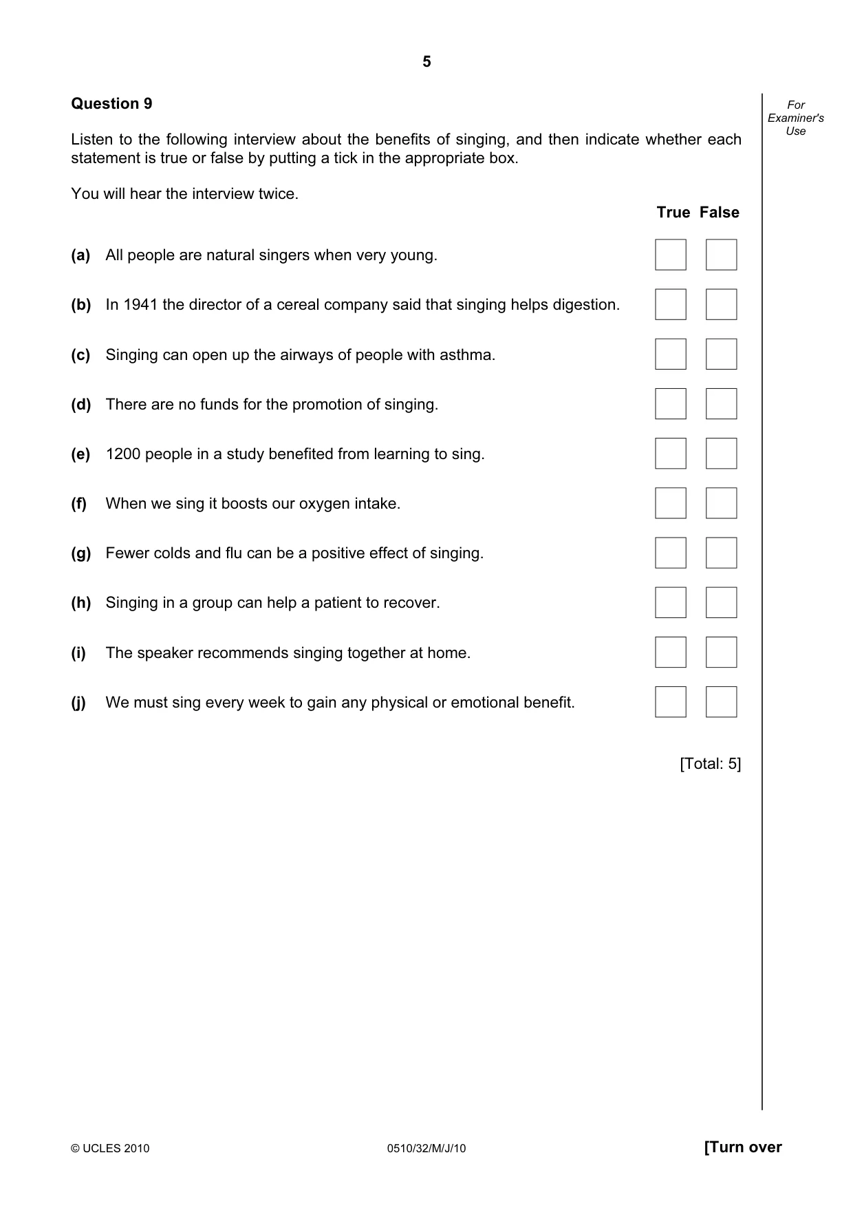 Cambridge IGCSE English - Second Language (oral endorsement) 0510 2010 May/June Paper 3 · Variant 2 question paper, page 5 of 8