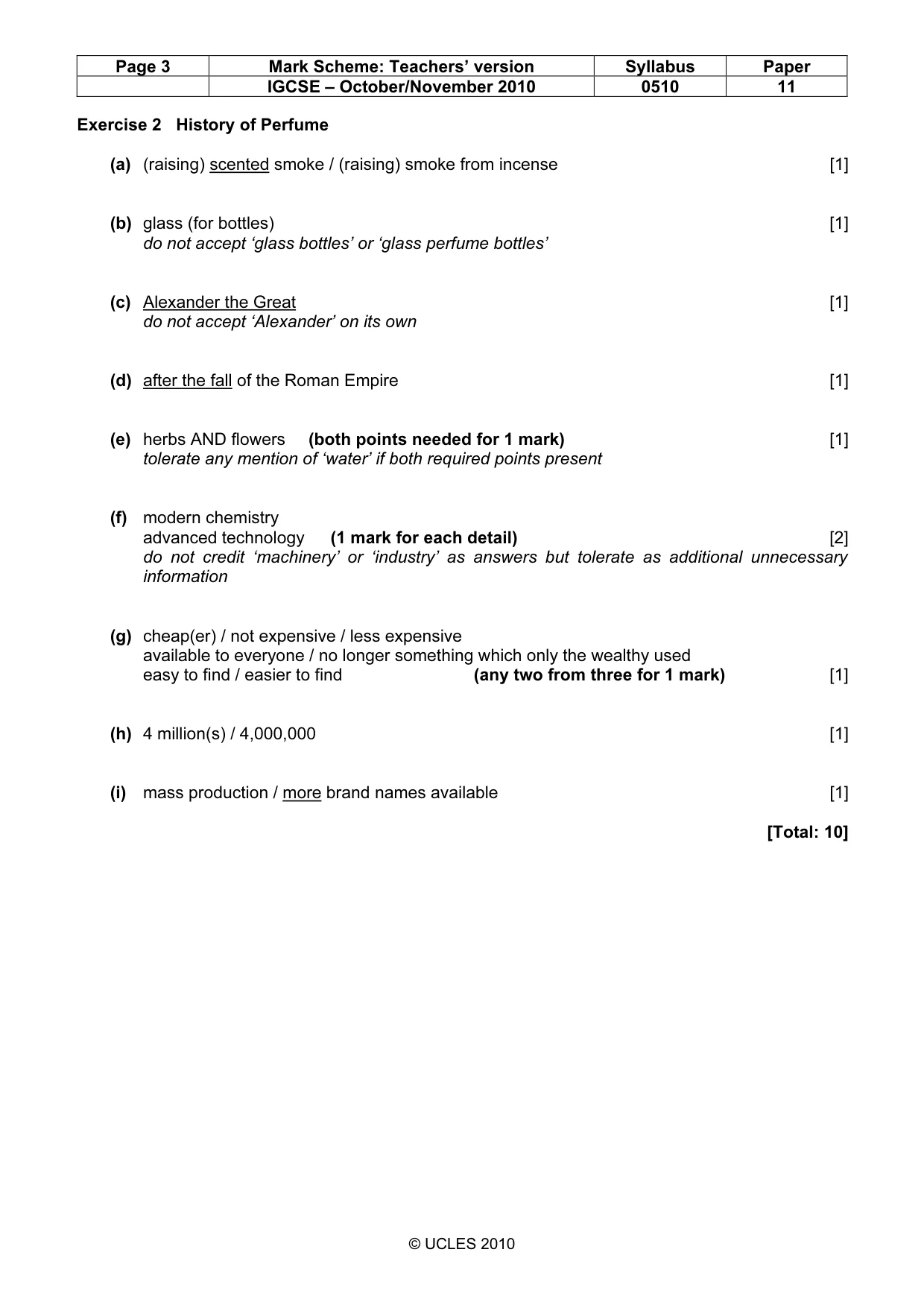 Mark scheme, page 3 of 7