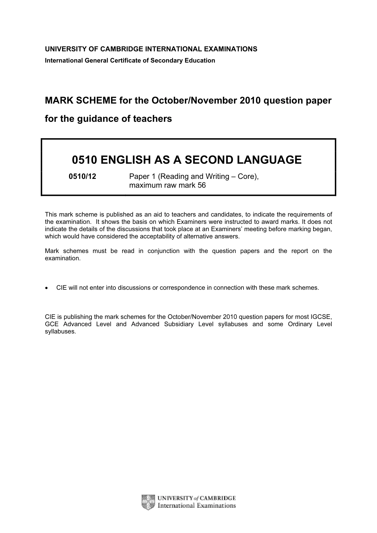 Mark scheme, page 1 of 7