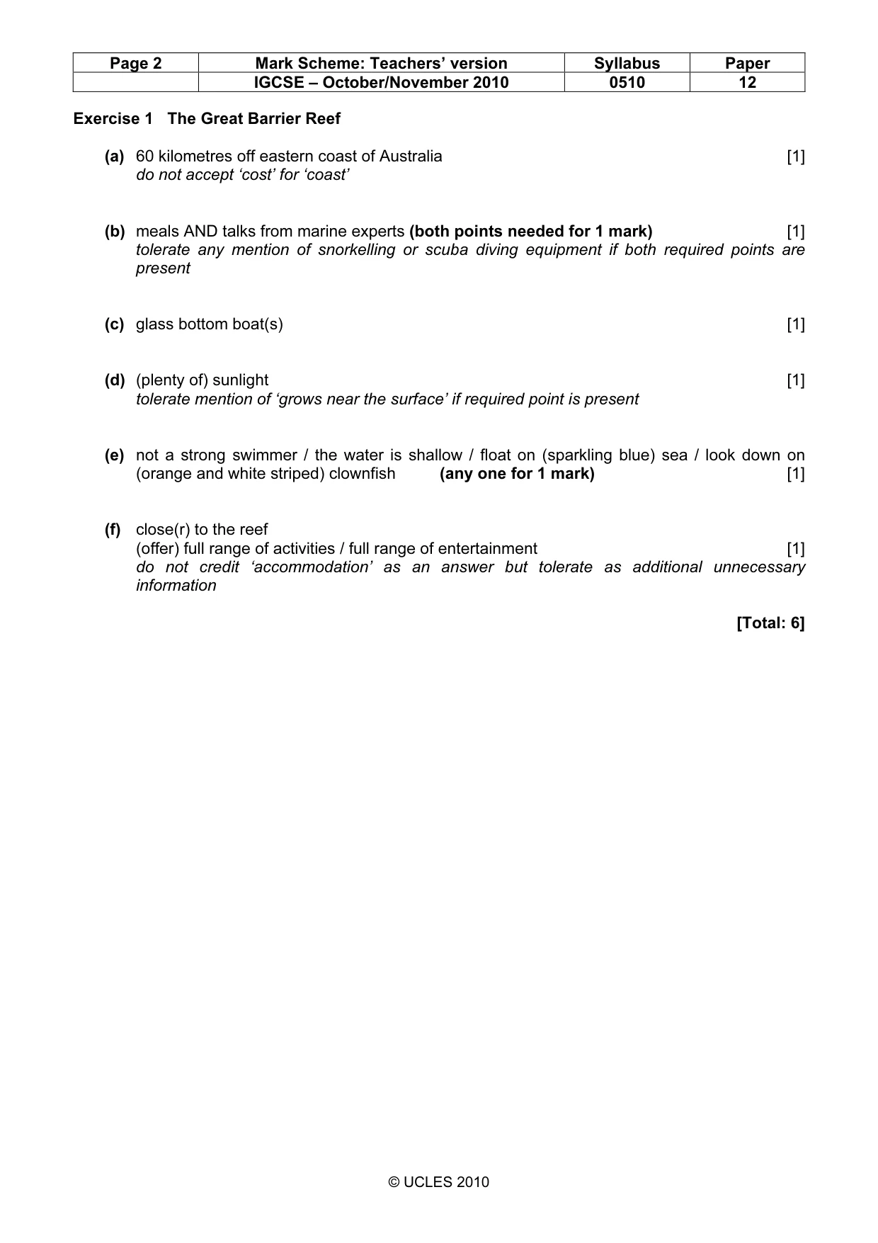 Mark scheme, page 2 of 7
