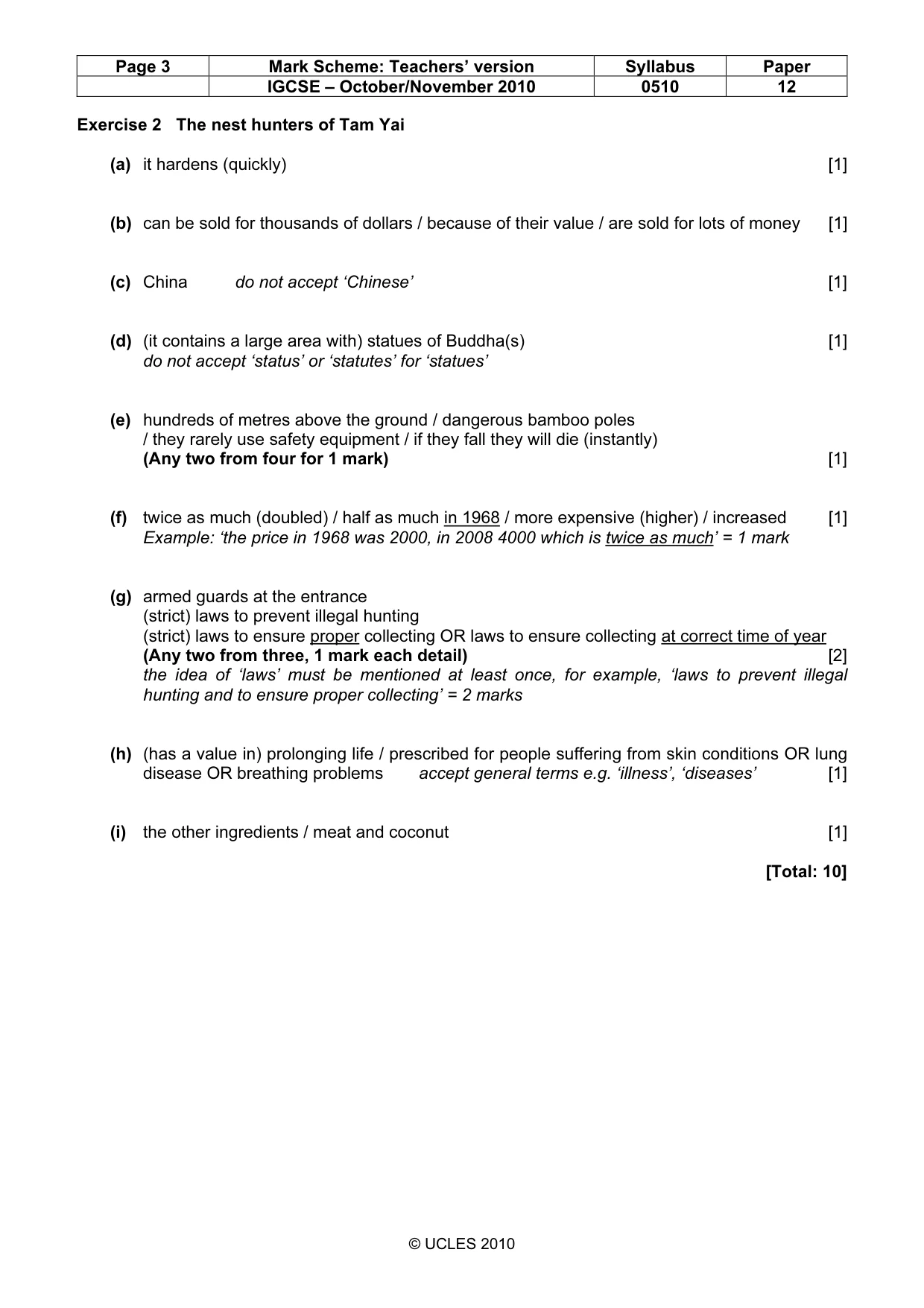 Mark scheme, page 3 of 7
