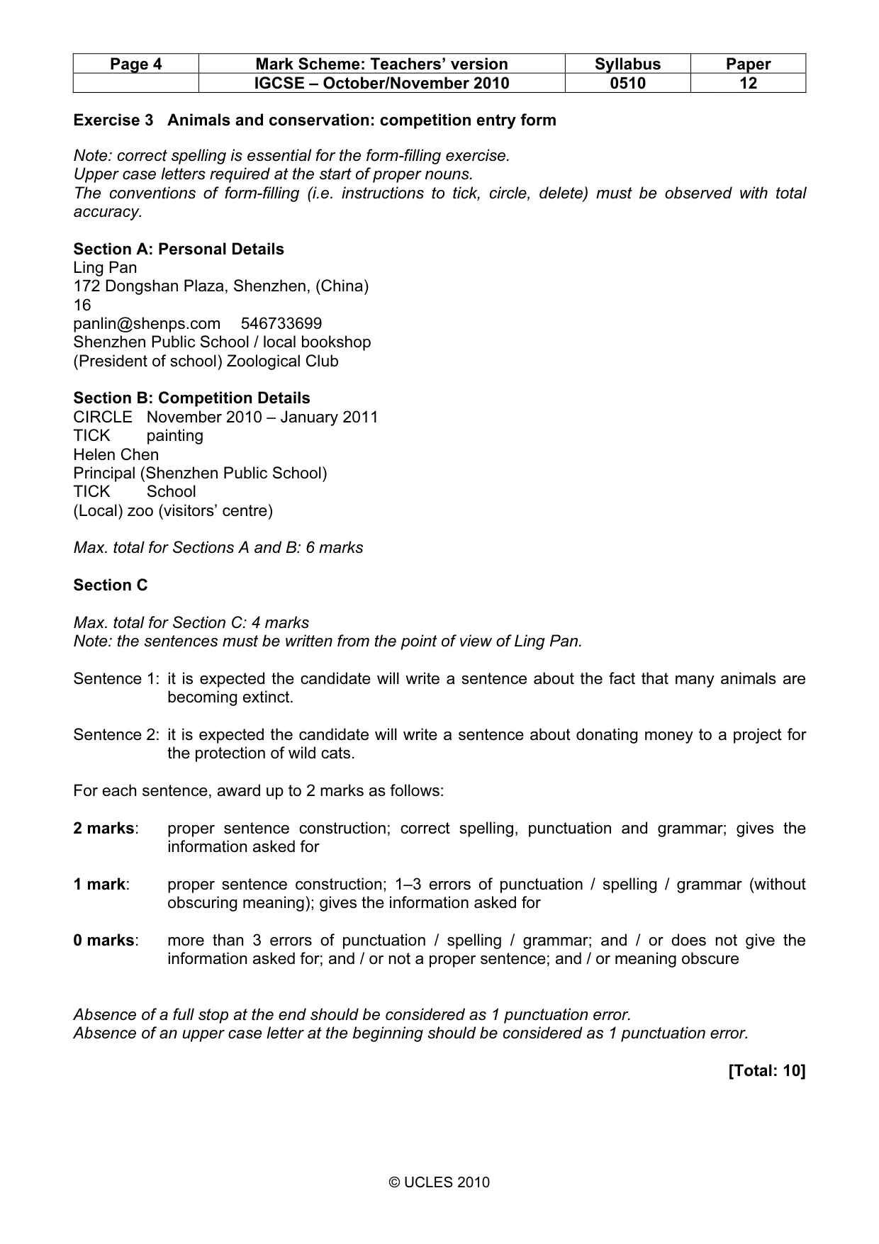 Mark scheme, page 4 of 7