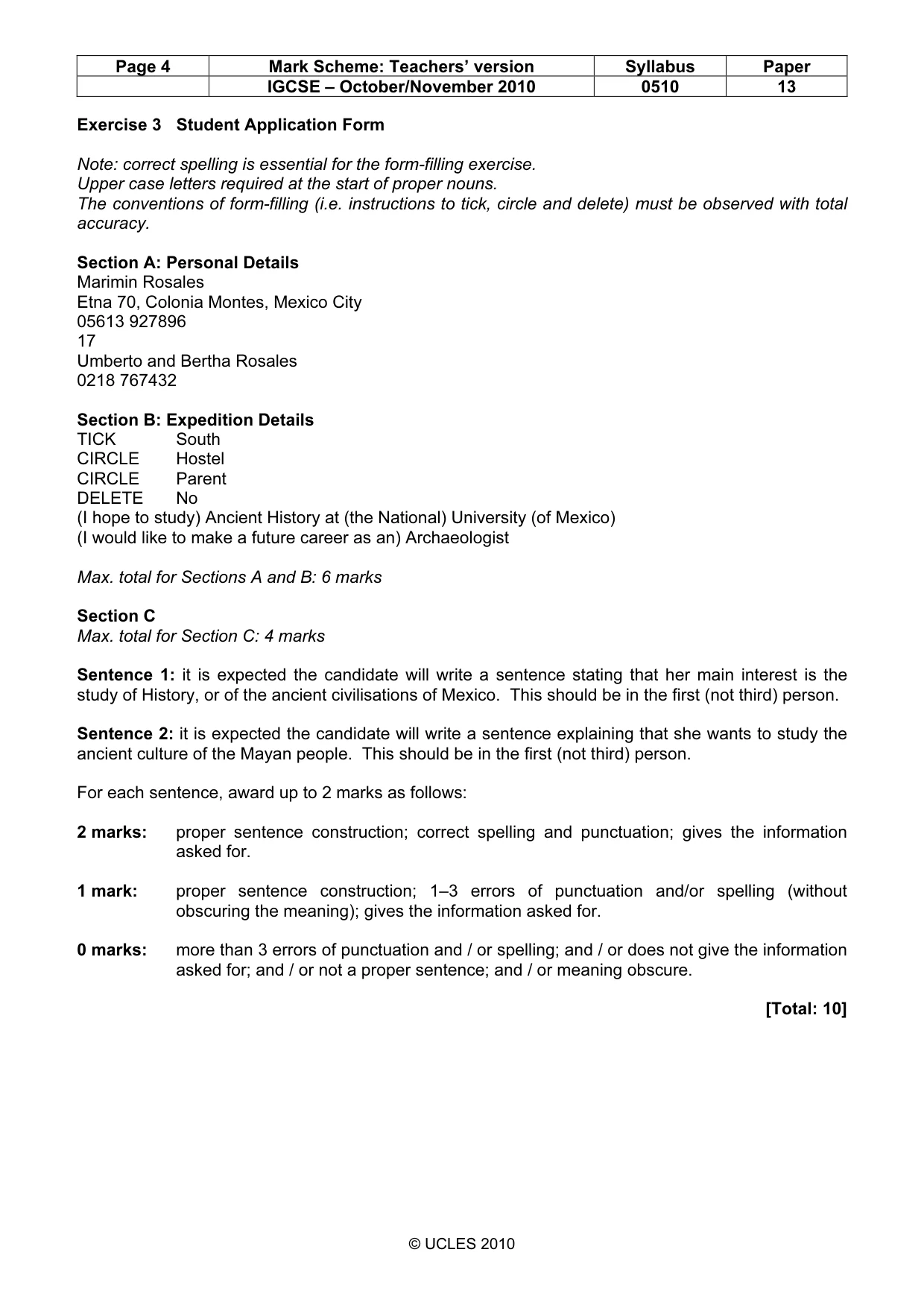 Mark scheme, page 4 of 8
