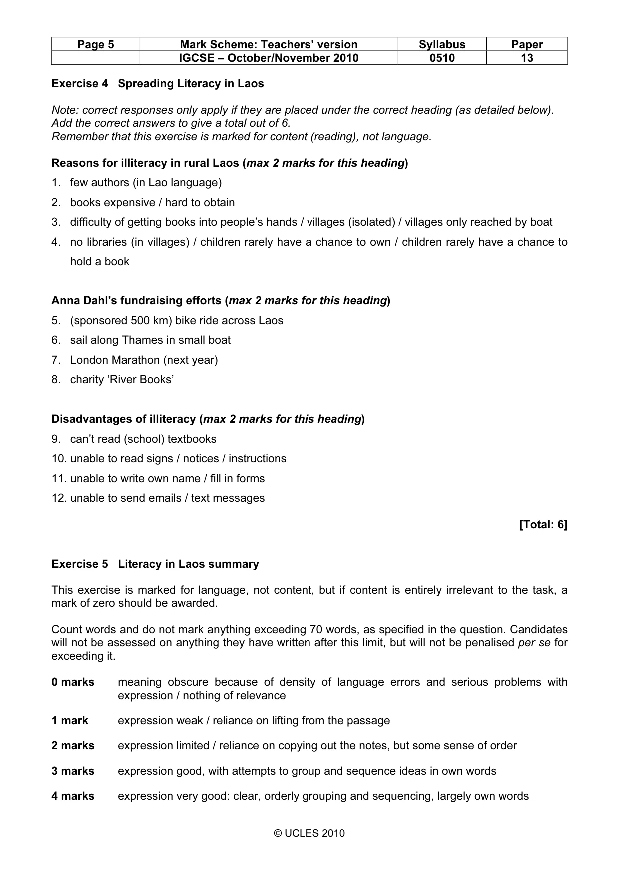 Mark scheme, page 5 of 8