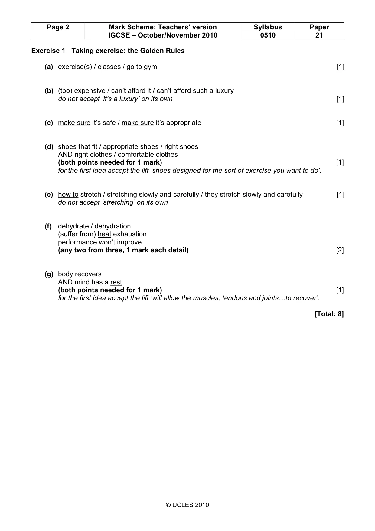Mark scheme, page 2 of 9