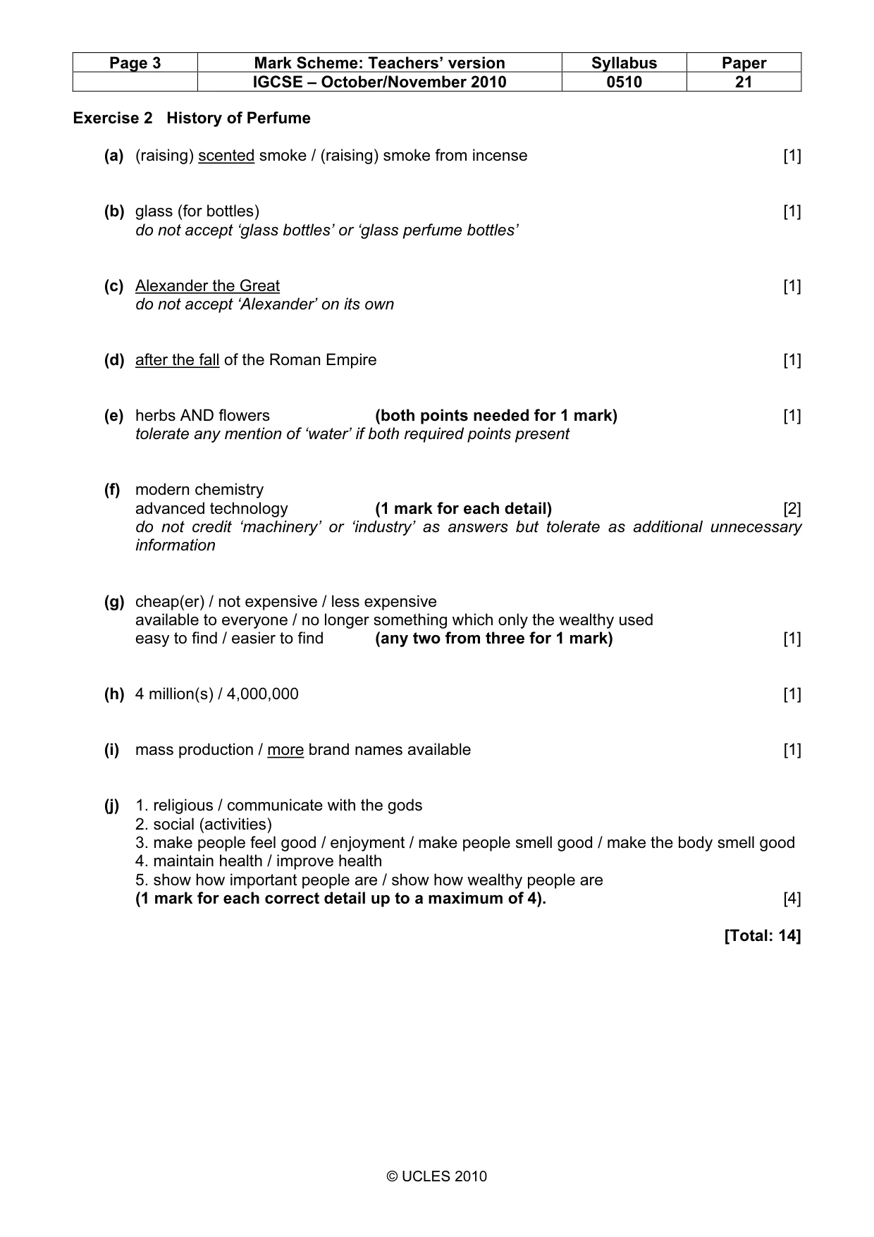 Mark scheme, page 3 of 9