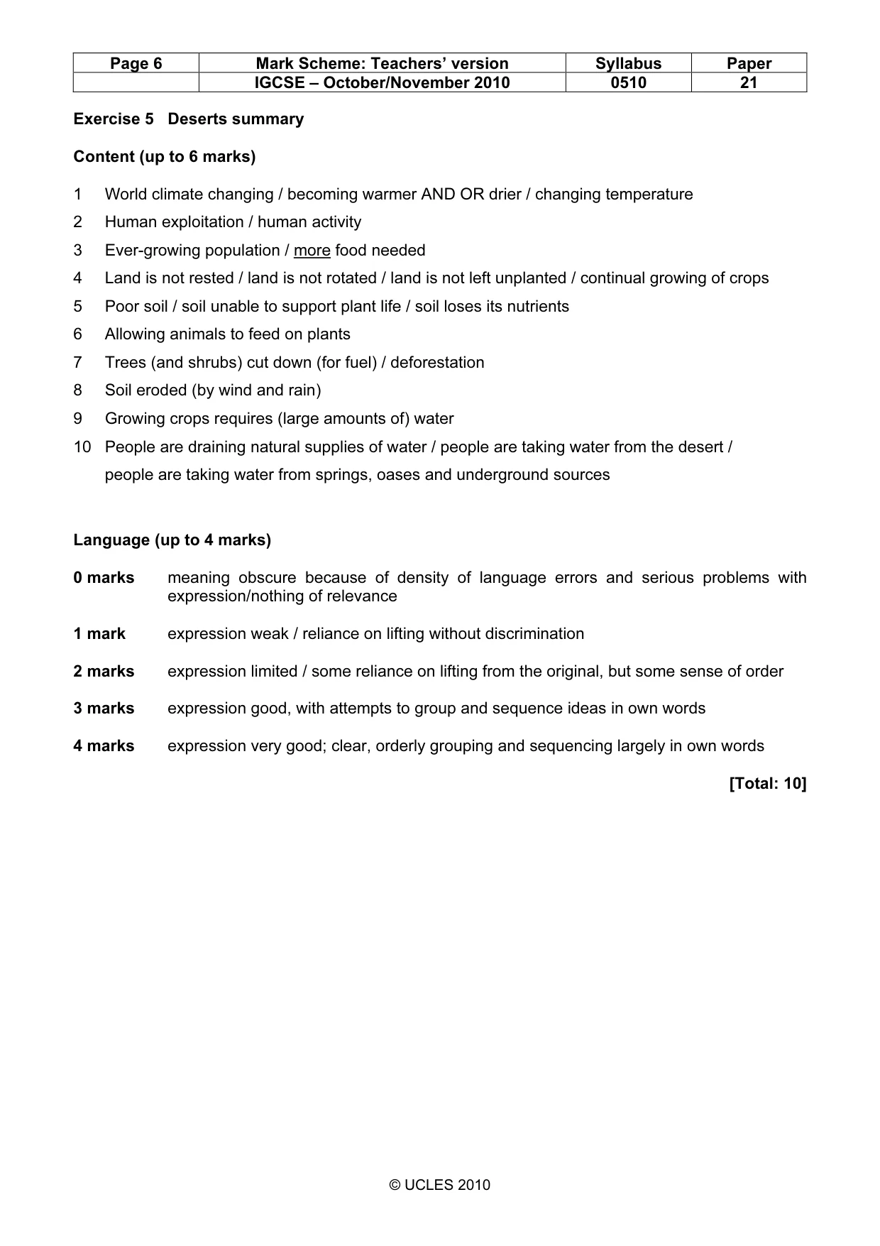 Mark scheme, page 6 of 9