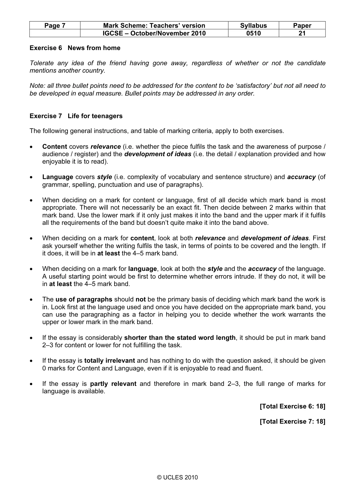 Mark scheme, page 7 of 9