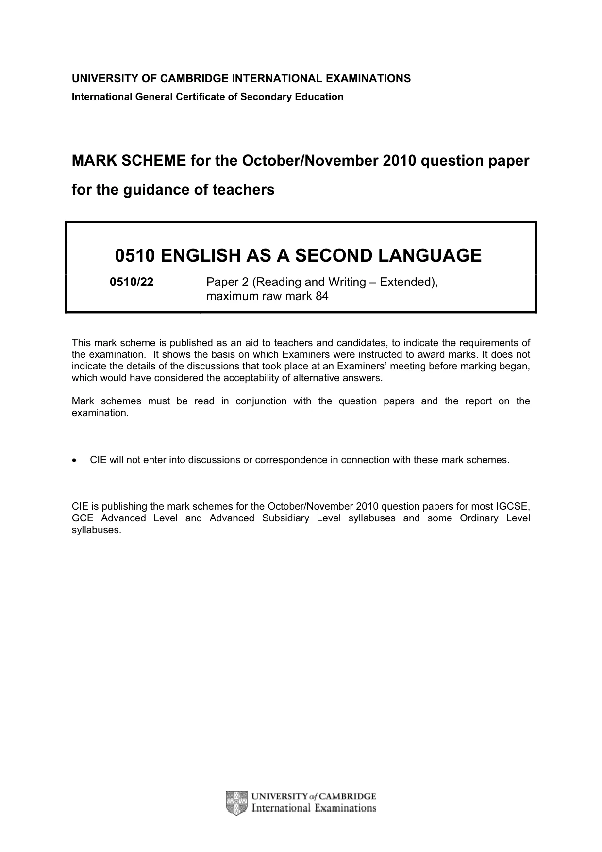 Mark scheme, page 1 of 9