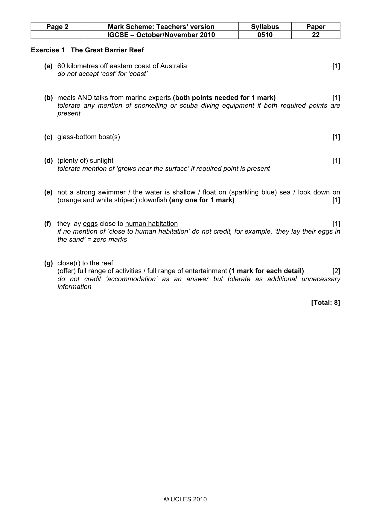 Mark scheme, page 2 of 9