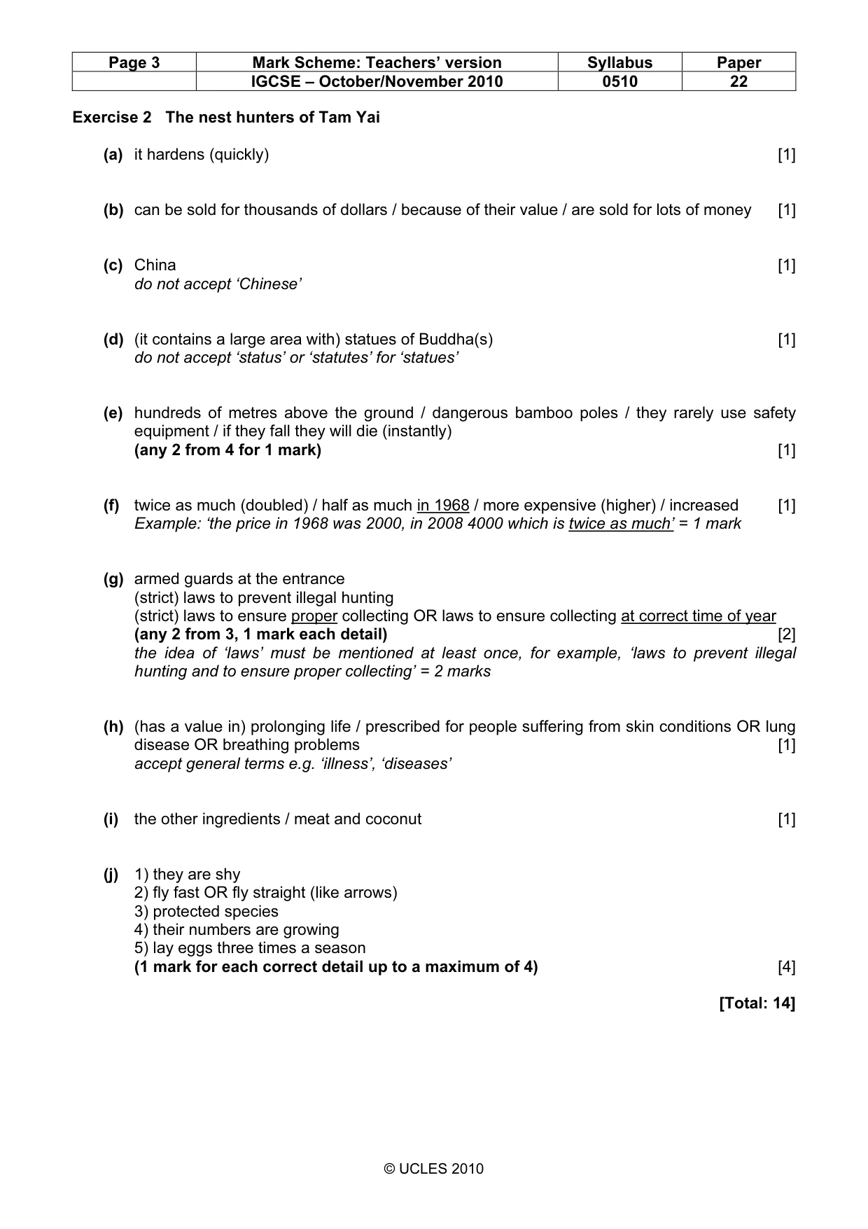 Mark scheme, page 3 of 9