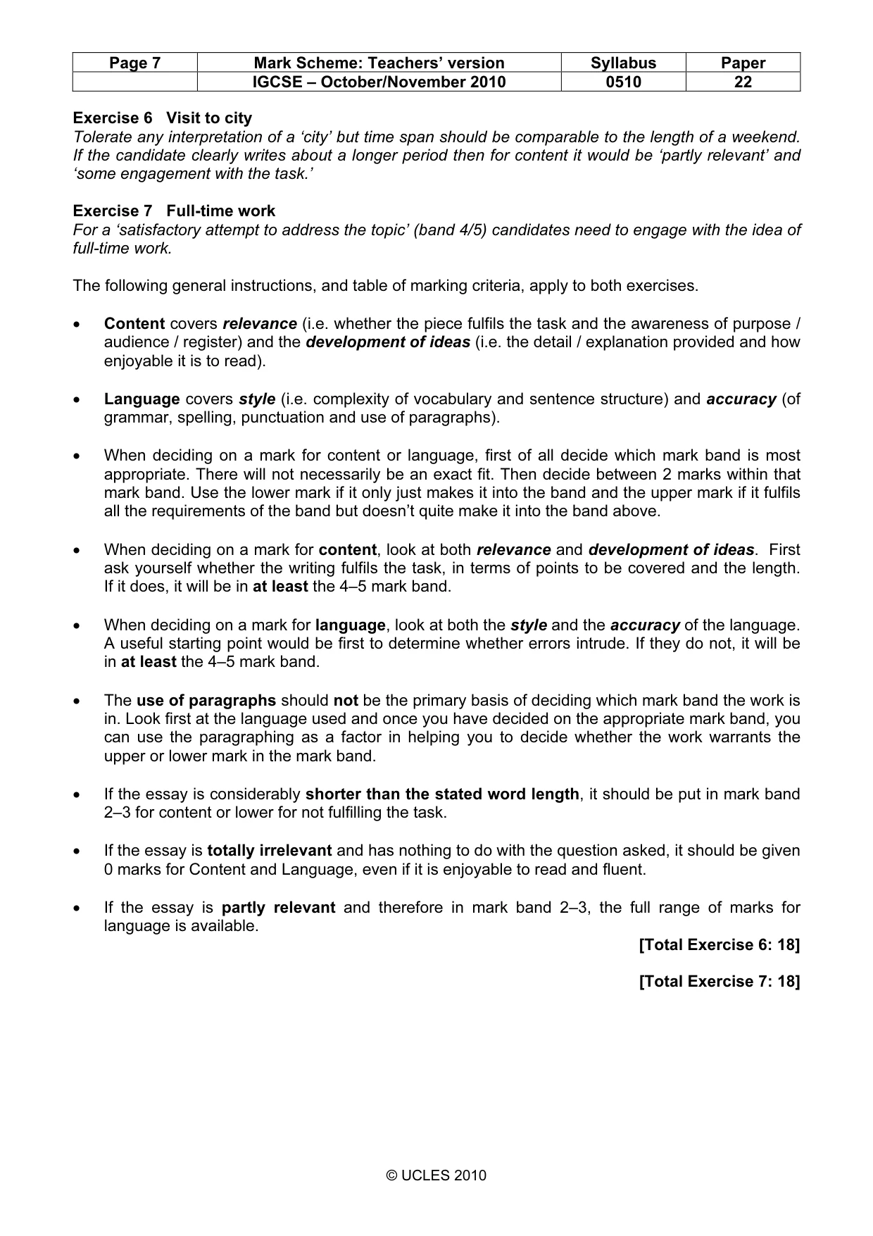 Mark scheme, page 7 of 9
