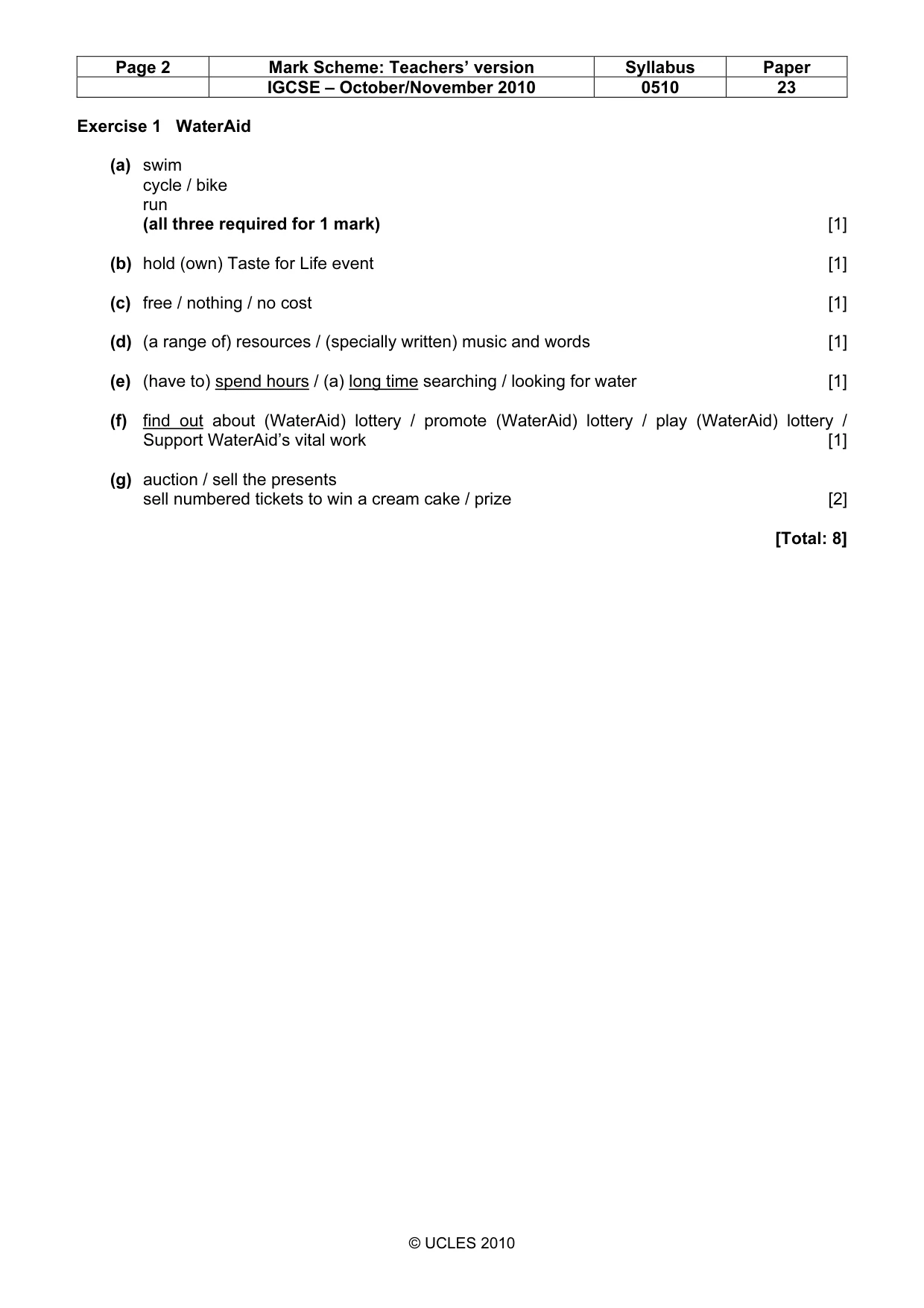 Mark scheme, page 2 of 9