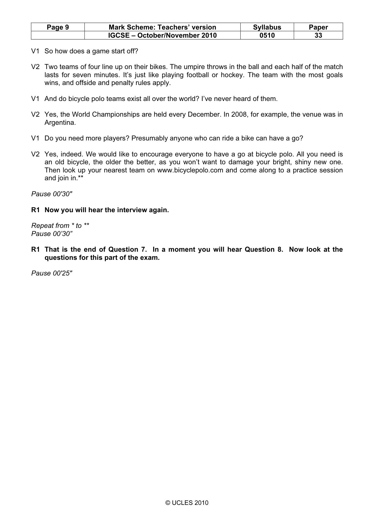 Mark scheme, page 9 of 14