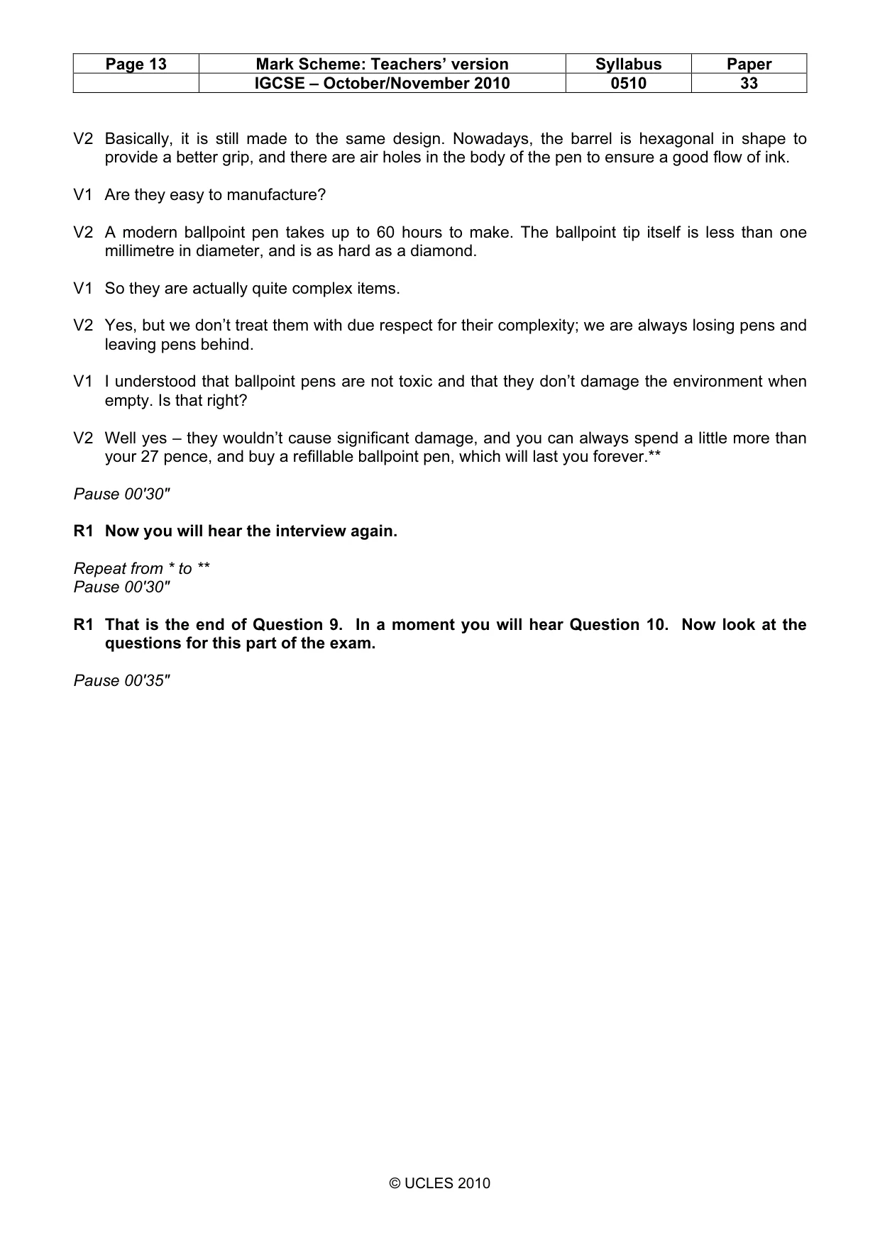 Mark scheme, page 13 of 14
