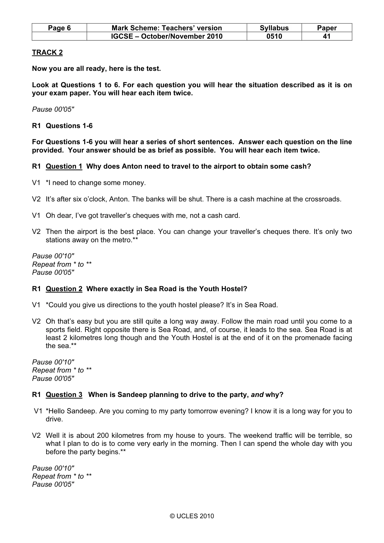 Mark scheme, page 6 of 14