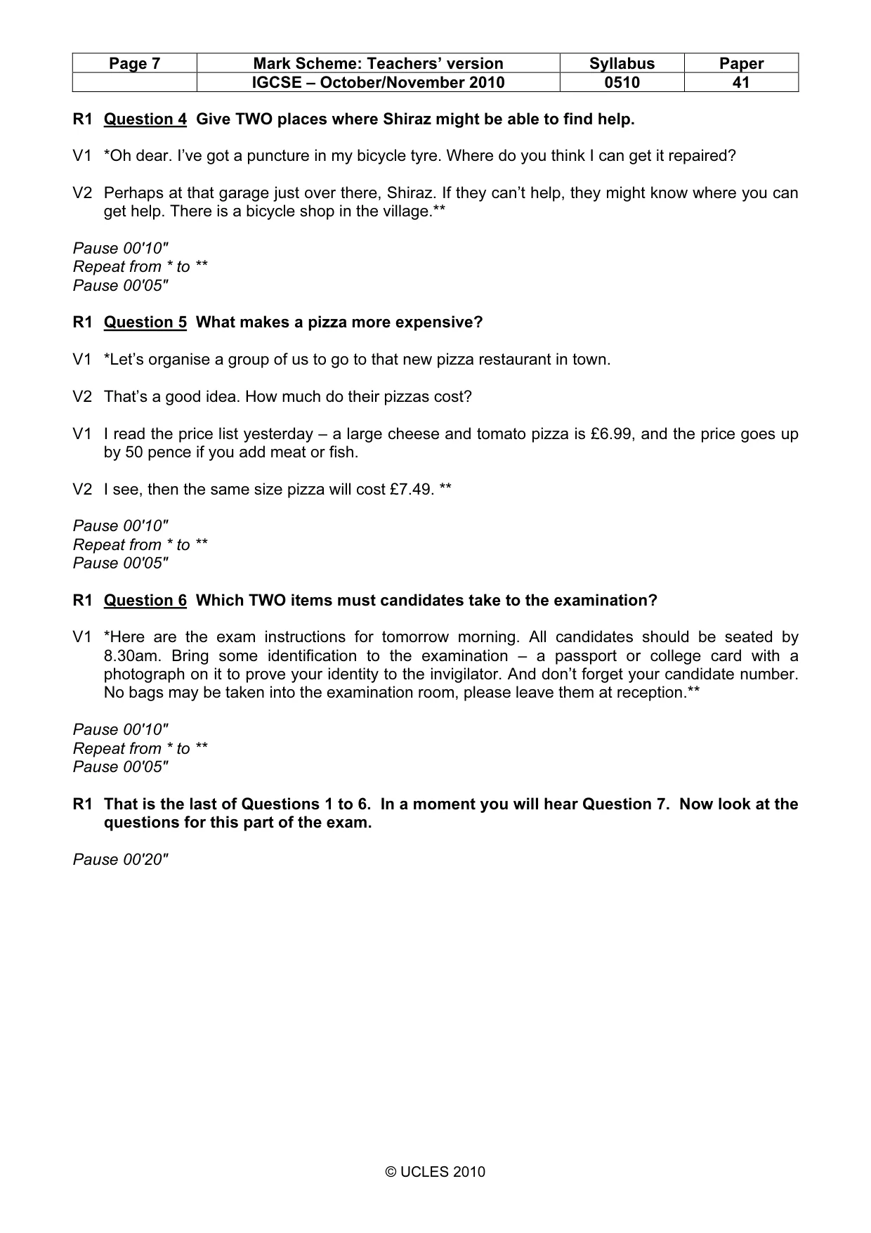 Mark scheme, page 7 of 14