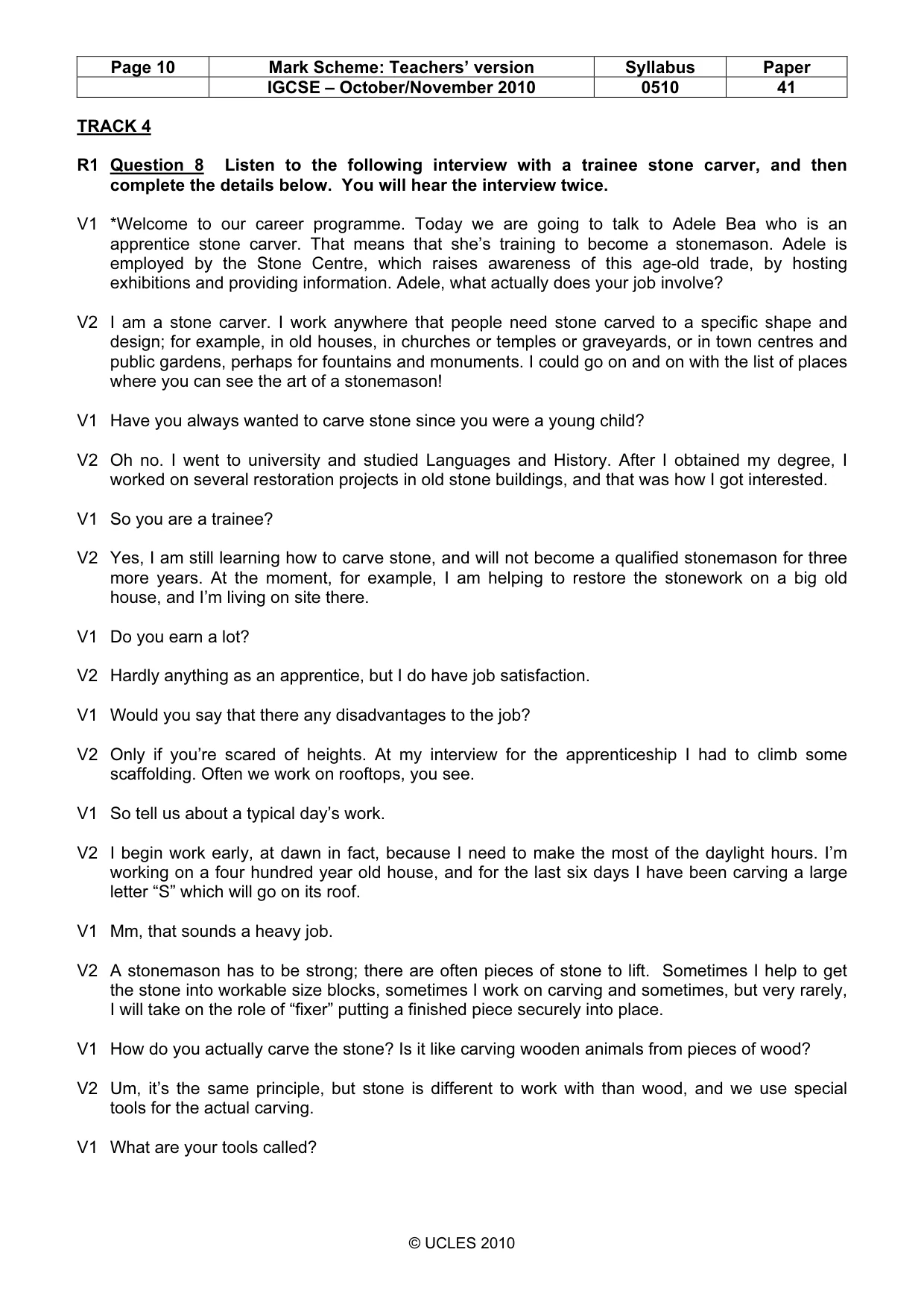 Mark scheme, page 10 of 14